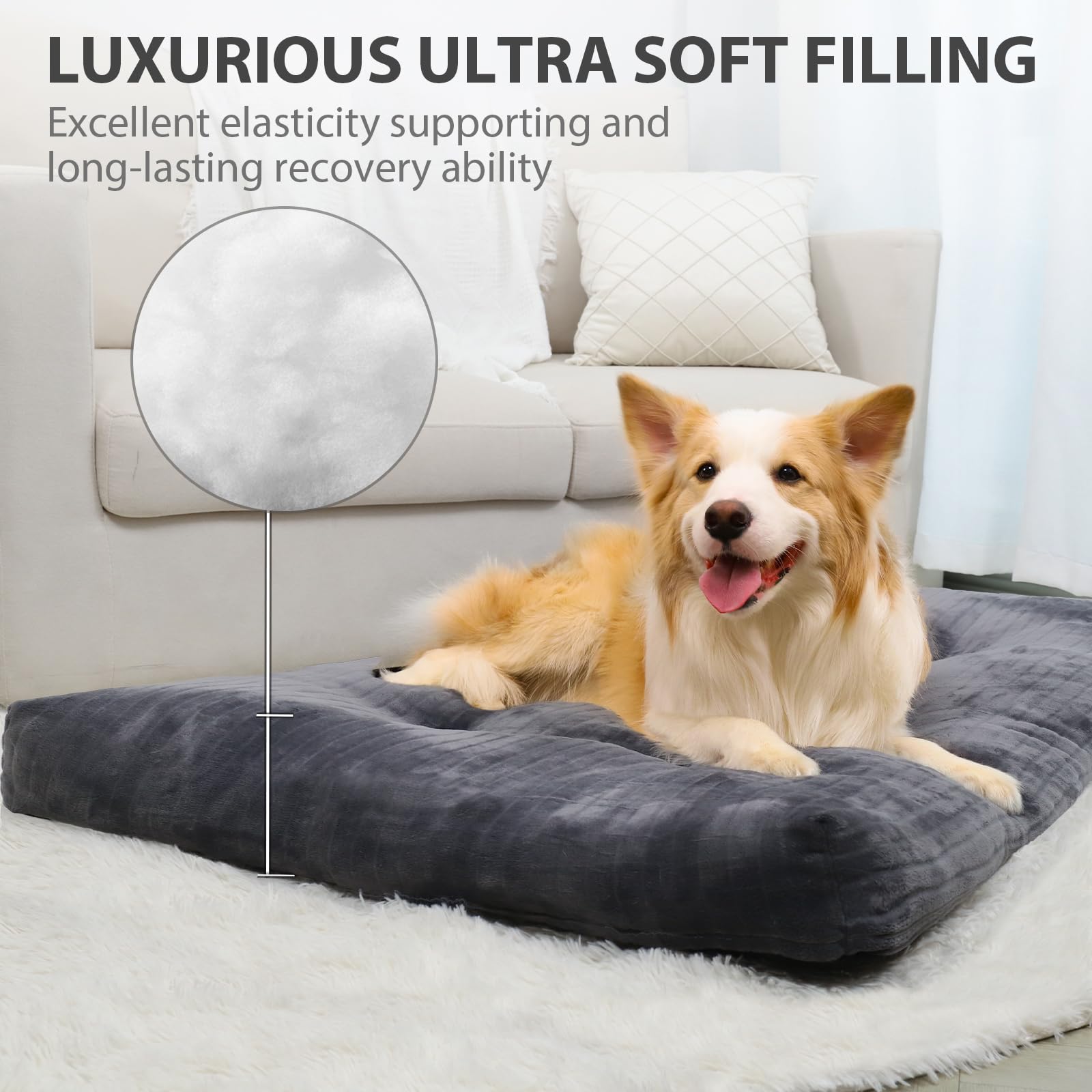 Dog Crate Bed Washable Jumbo Dog Beds For Large Dogs Deluxe Thick Flannel Fluffy Comfy Kennel Pad Anti-Slip & Anti-Scratch Pet S