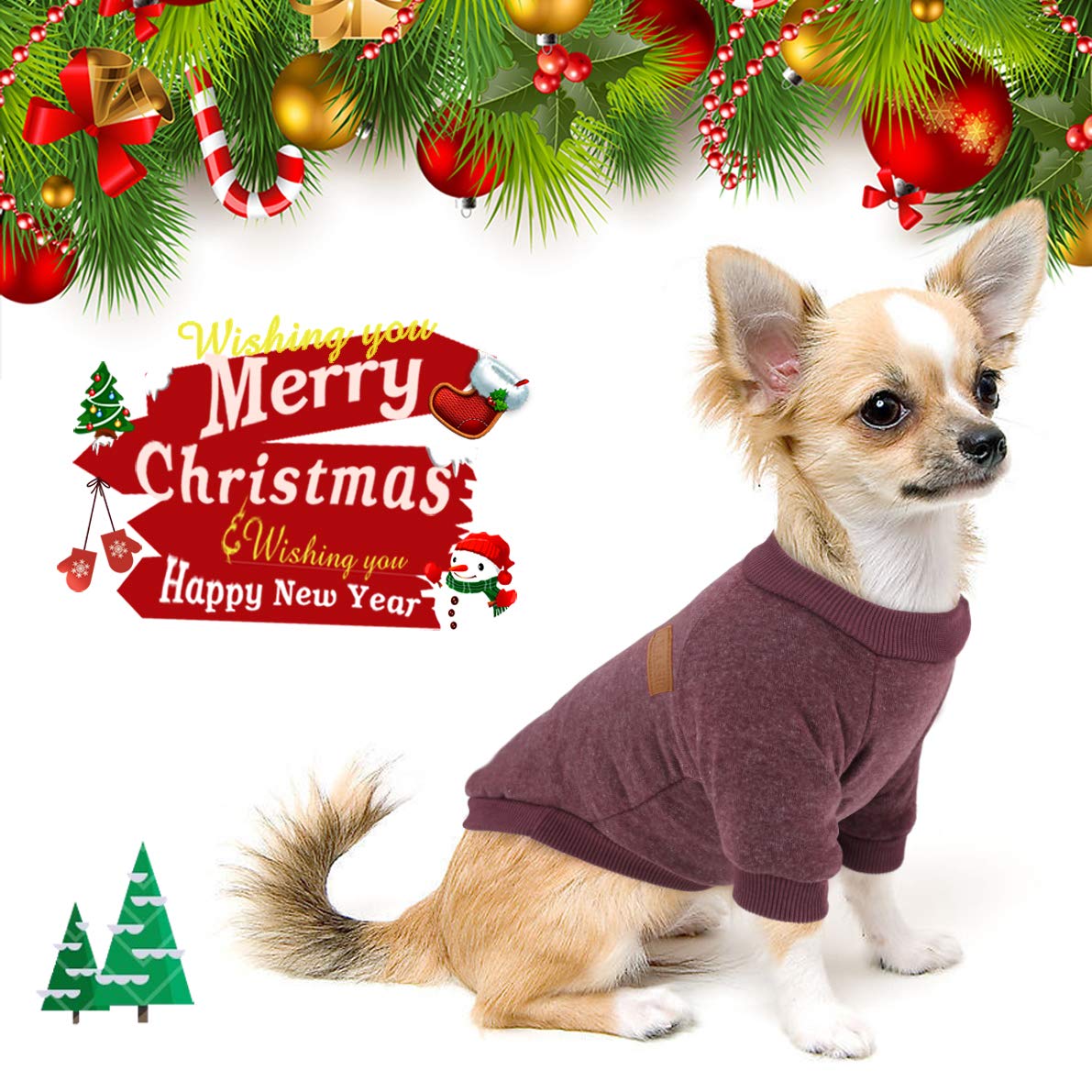 Idepet Pet Dog Classic Knitwear Sweater Soft Fleece Dog Coat Soft Thickening Warm Pup Dogs Shirt Winter Pet Dog Cat Clothes Pupp