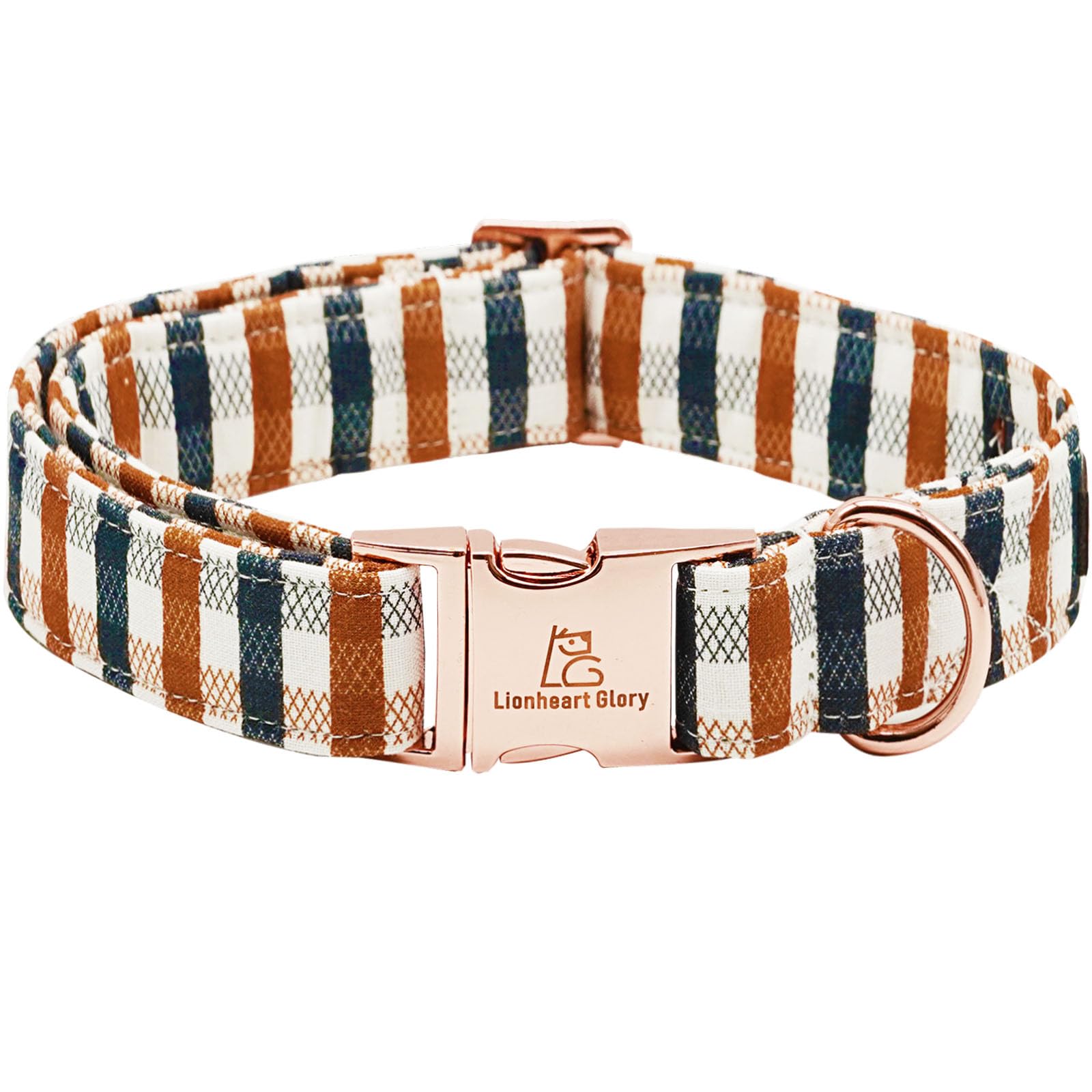 Lionheart Glory Plaid Dog Collar - Heavy Duty, Adjustable, Fall Collar For Large Dogs - Female Or Male