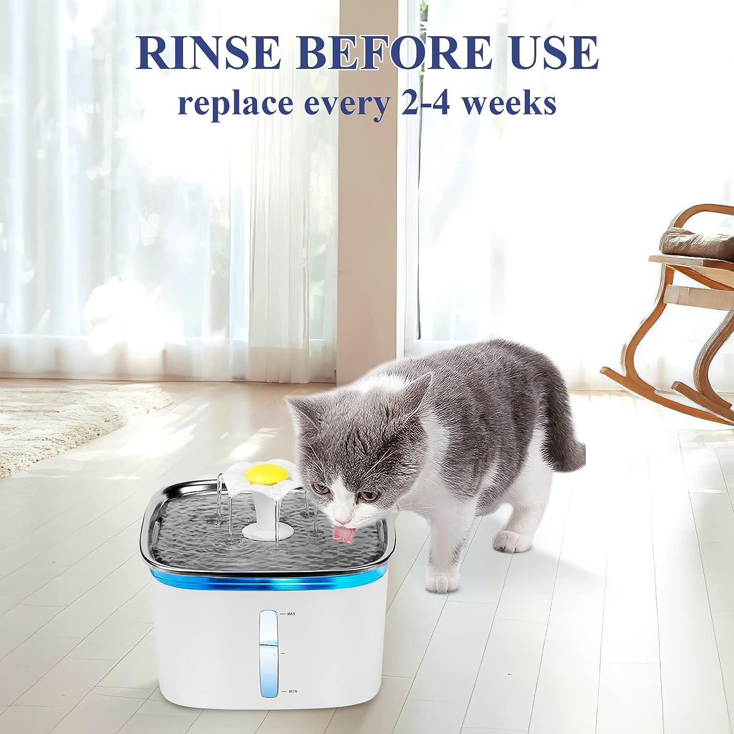 8 Pcs Cat Fountain Replacement Filters 4 Pack Cat Water Fountain Replacement Filters & 4 Pack Pre-Filter Sponges, Pet Fountain F