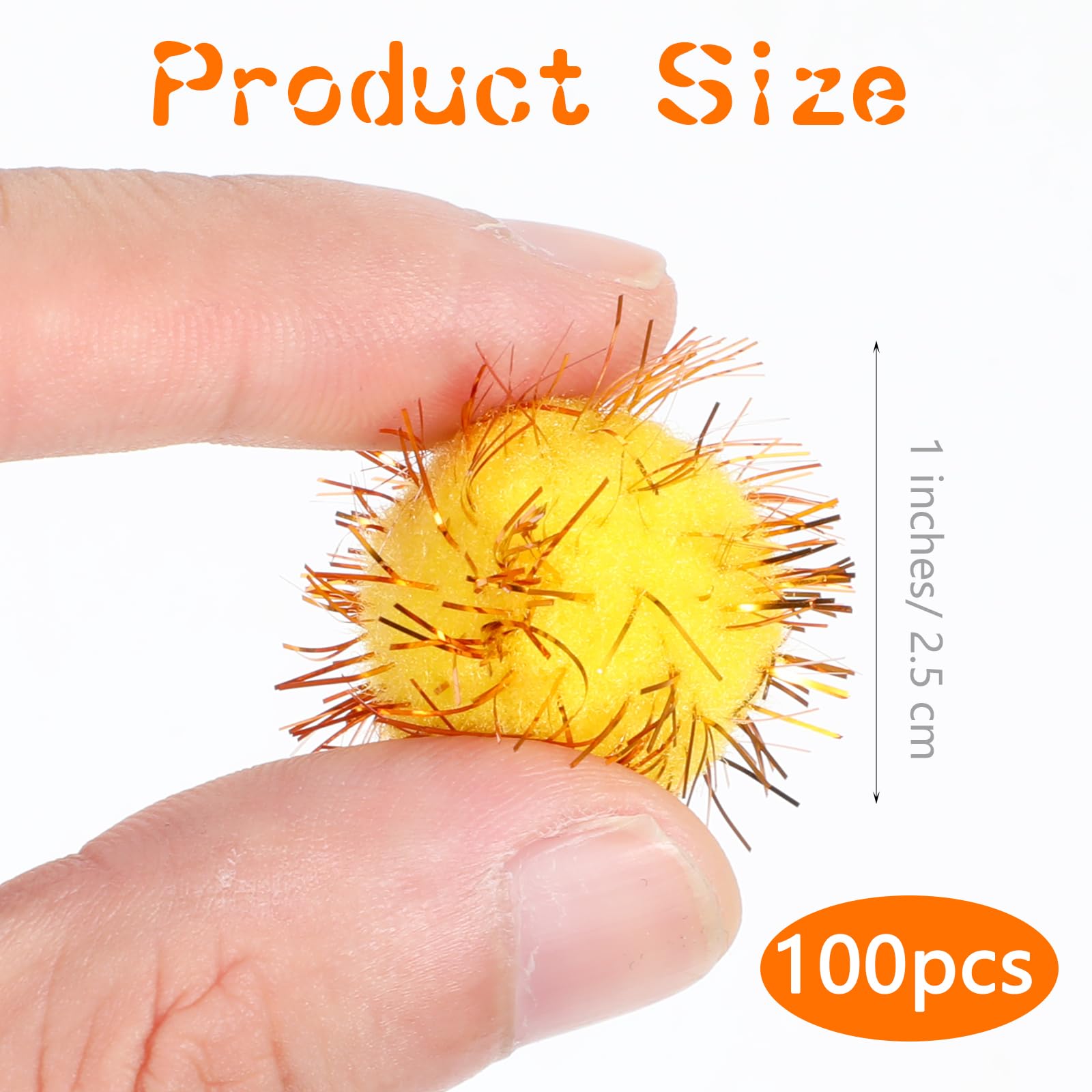 100 Pcs Cat Pom Pom Balls Fuzzy Balls For Cats Interactive Pom Pom Cat Toys Assorted Color Flash Ball Cat'S Favorite Toy Ball Ti