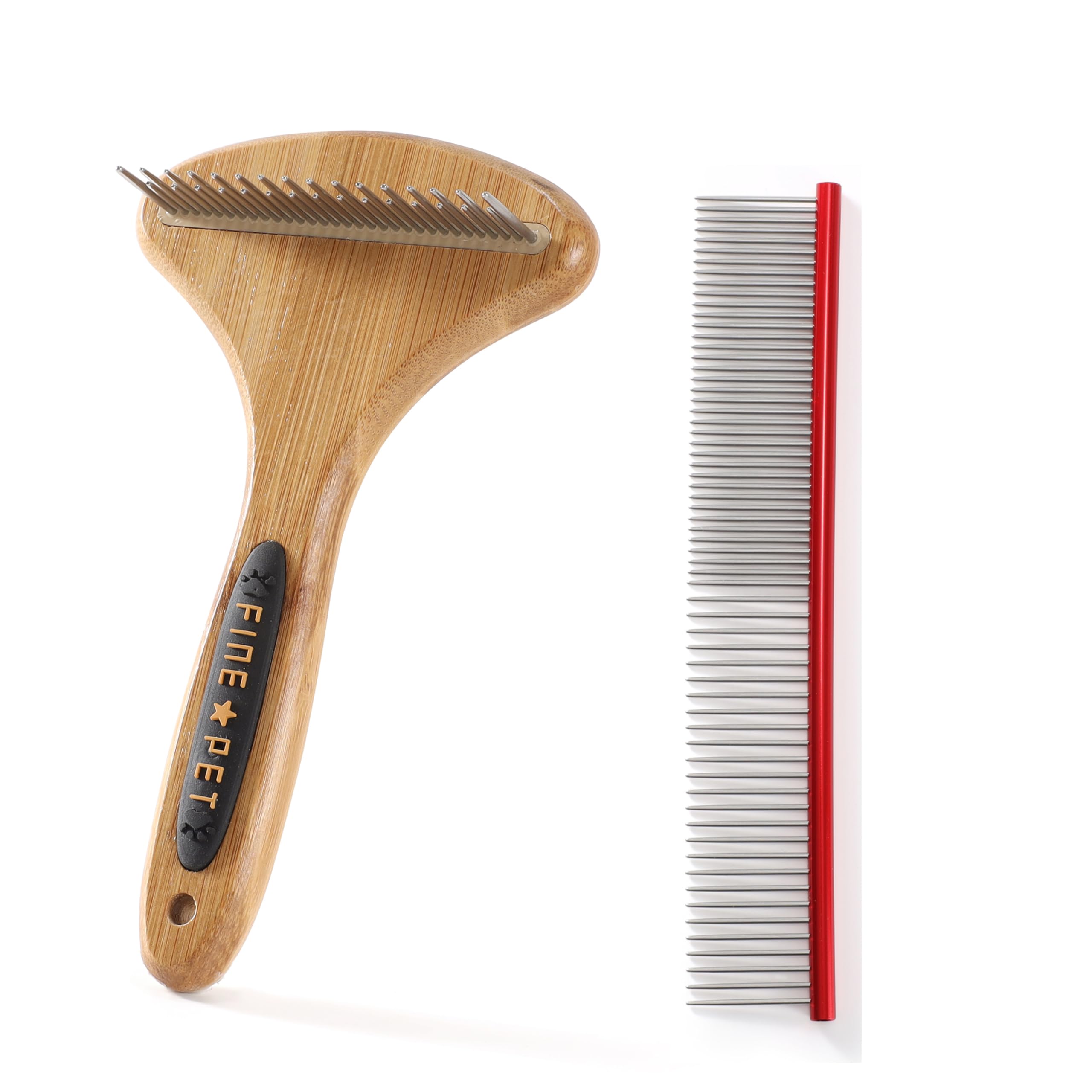 Vimfashi Dog Rake For Undercoat & Stainless Steel Shedding Comb For Long Hair Dogs And Cats 2 Pack Pet Grooming Kit Of Desheddin