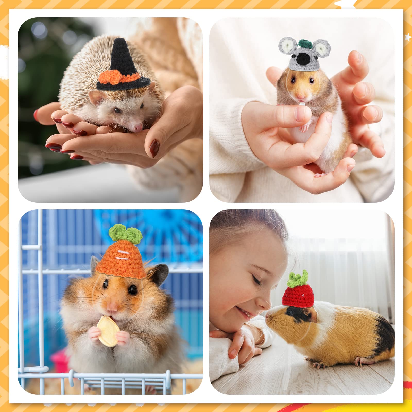 Silkfly 12 Pcs Hamster Hats Mini Hats For Snakes Small Animals Guinea Pig Hamster Clothes For Lizards Bearded Dragons Holiday Pa