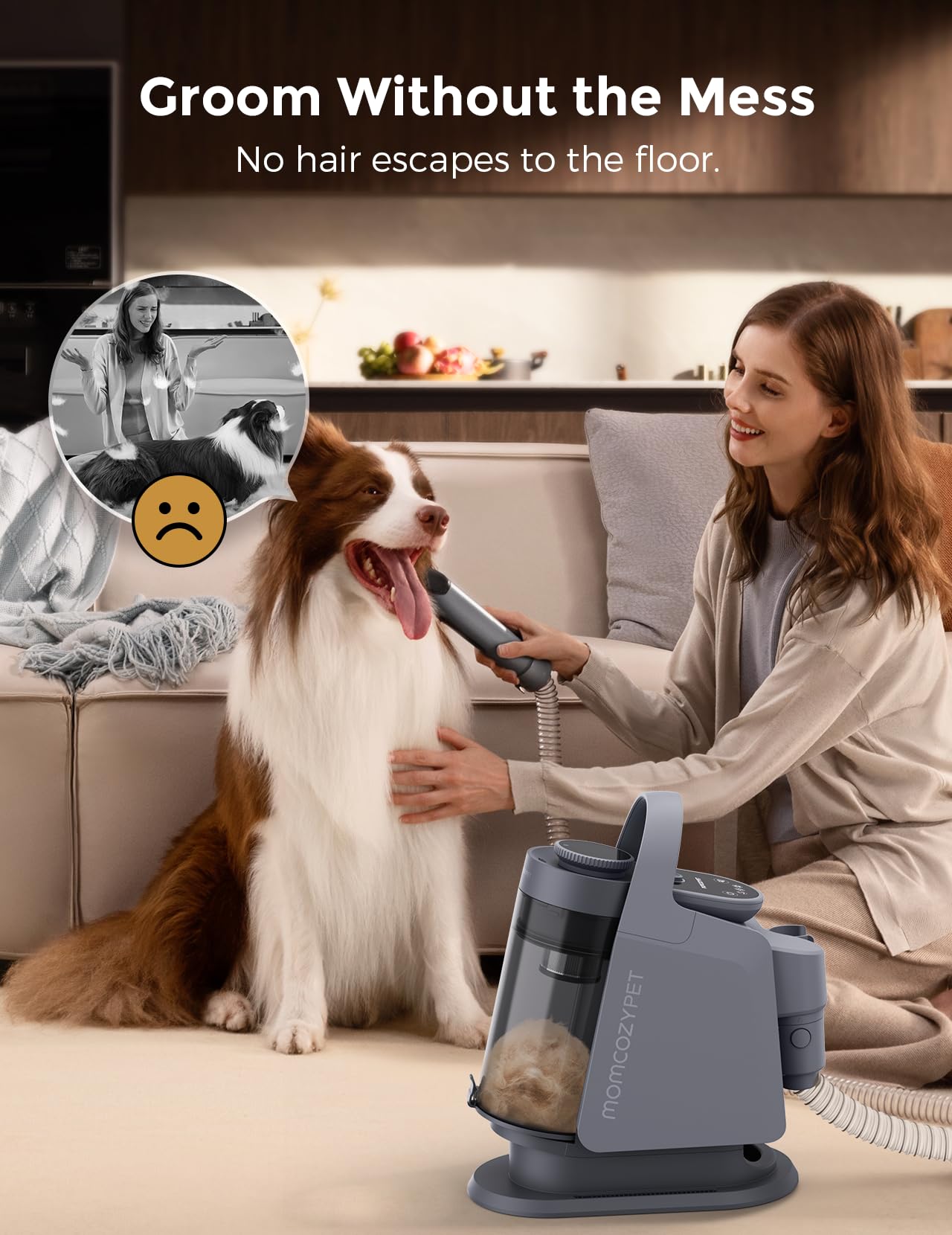 Momcozypet Dog Grooming Kit, Furease Dog Grooming Vacuum With Dog Clippers For Grooming, 13000Pa Powerful Dog Vacuum For Sheddin