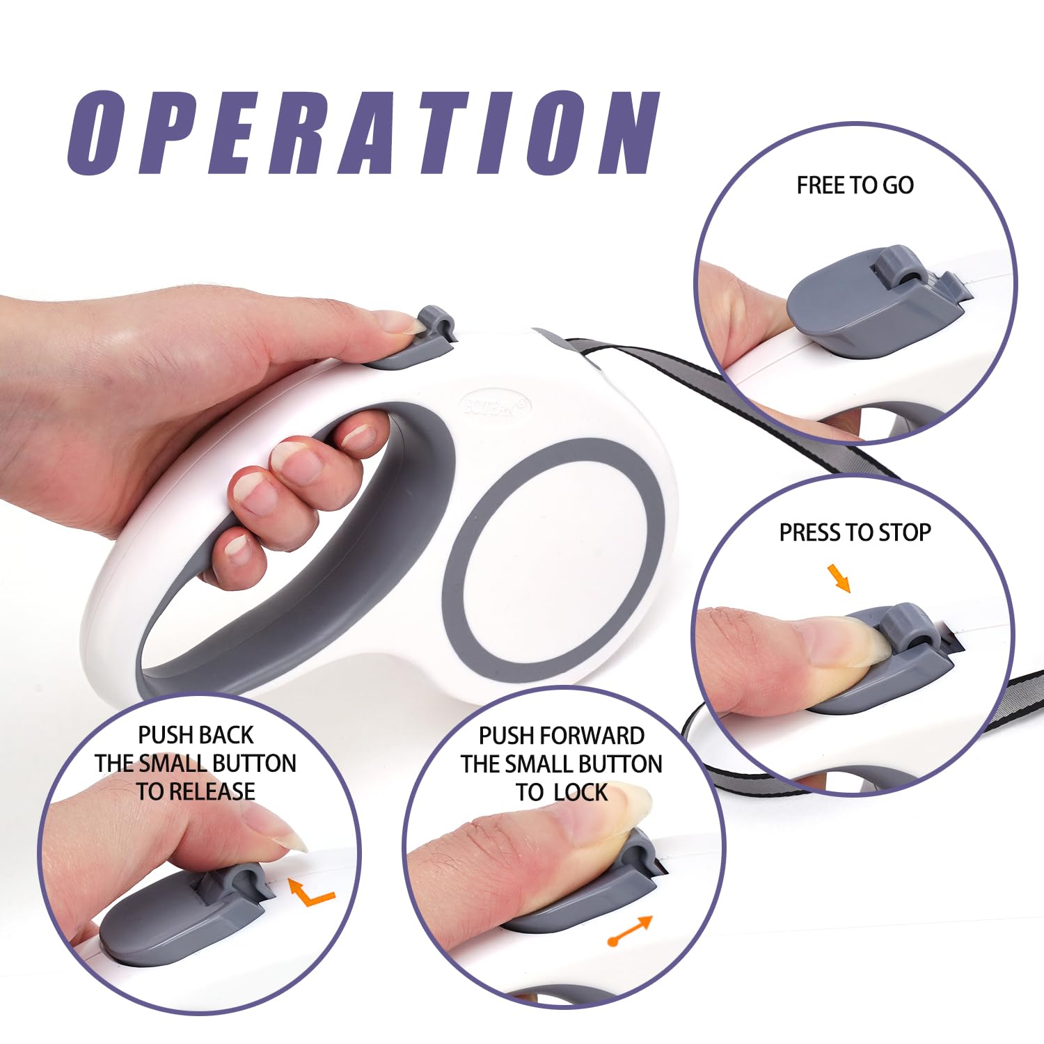 Retractable Dog Leash, 16 Ft Retractable Leash For Dogs 0-55 Lbs, Strong Nylon Tape No Tangle, One-Handed Brake, Pause, Lock, Pe