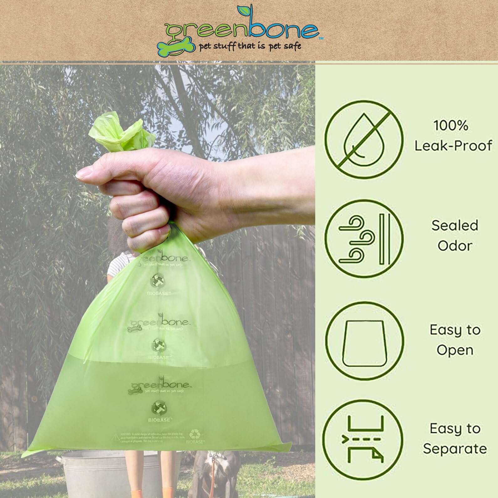 Greenbone Biobase Pet Poop Bags - 12 Rolls, 144 Bags - 13 Inch X 9 Inch