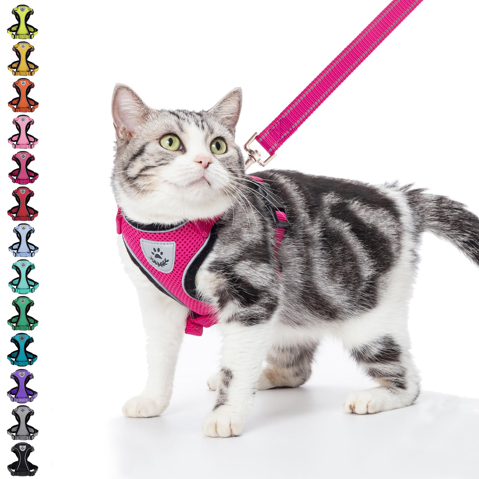 Pupteck Reflective Cat Harness And Leash Set Escape Proof - Pet Vest Harness For Cats Small Dogs Rabbits Bunny Adjustable Travel Walking Outside