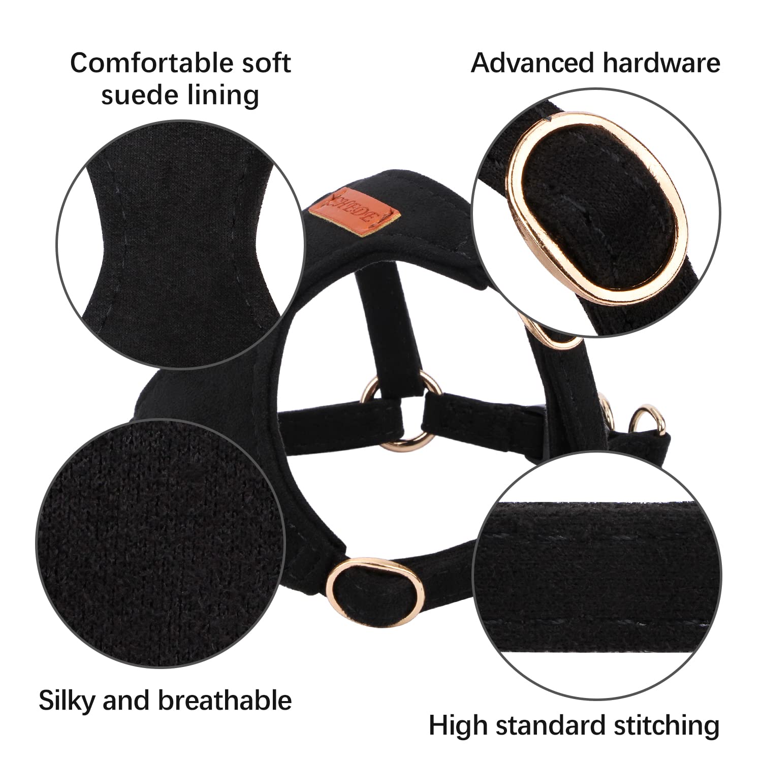 Chede No Pull Puppy Harness And Multifunction Dog Leash Set- 8 Colors Soft Adjustable No Choke Escape Proof Cute,Lightweight Pet Vest Harness For Small And Medium Dog (Xs, Black)