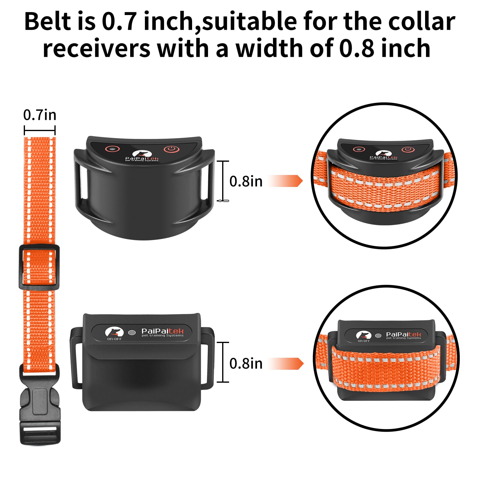 PaiPaitek Replacement Shock Collar Strap, 3/4 inch Dog Collar Fit All Brands of Shock Training Collars and Bark Collars - Durabl
