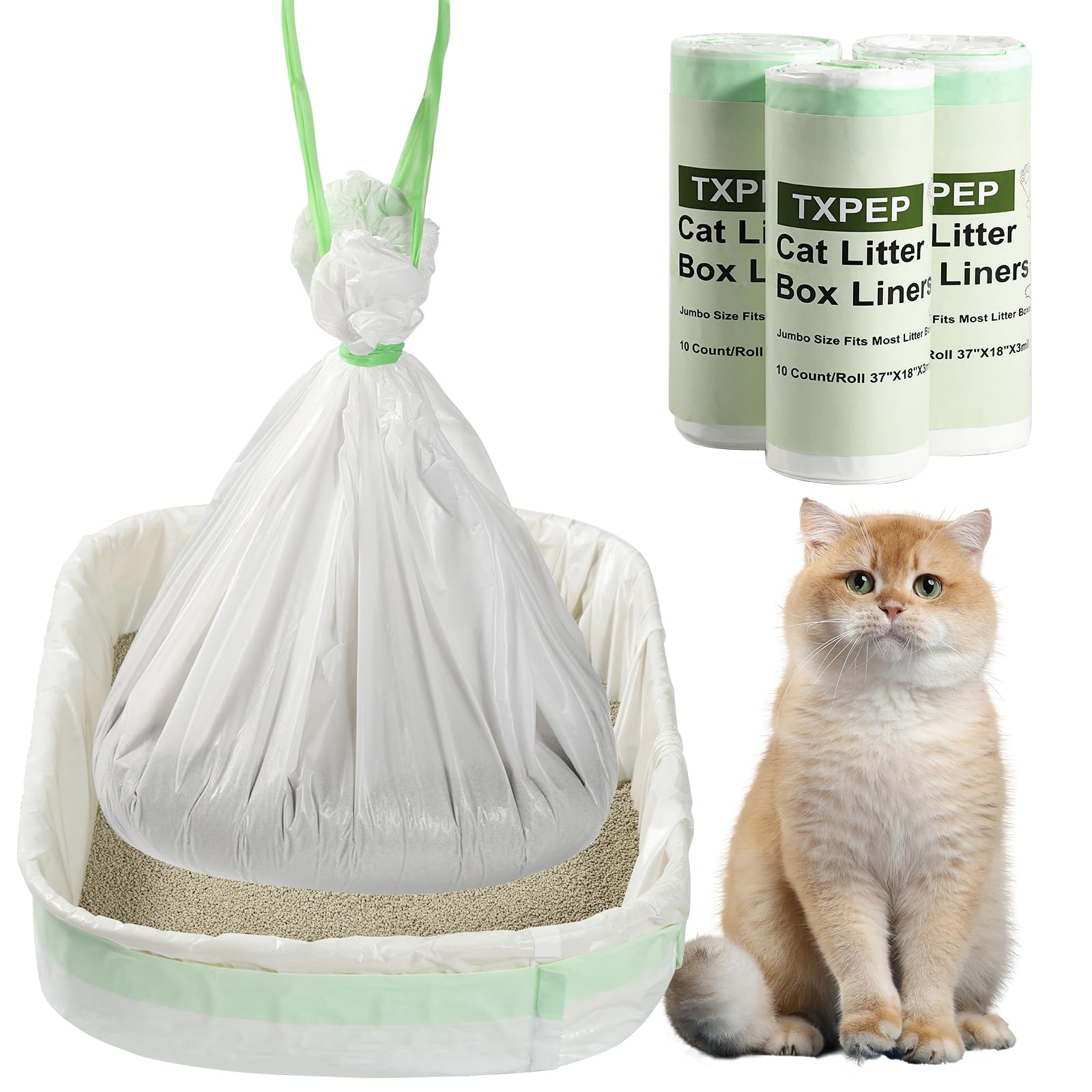 30 Litter Box Liners Jumbo 3Mil Thicken Cat Litter Bags Tear Resistant Litter Liners Heavy Duty Cat Pan Liners Extra Large Kitty