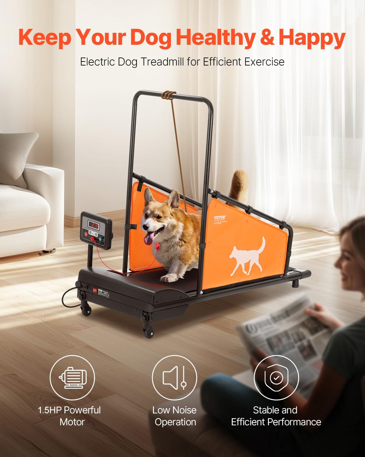 Vevor Dog Treadmill For Small&Medium Dogs, Indoor Pet Running Machine Slat Mill To Keep Dogs Active & Fit, 360 Rotatable Led Dis