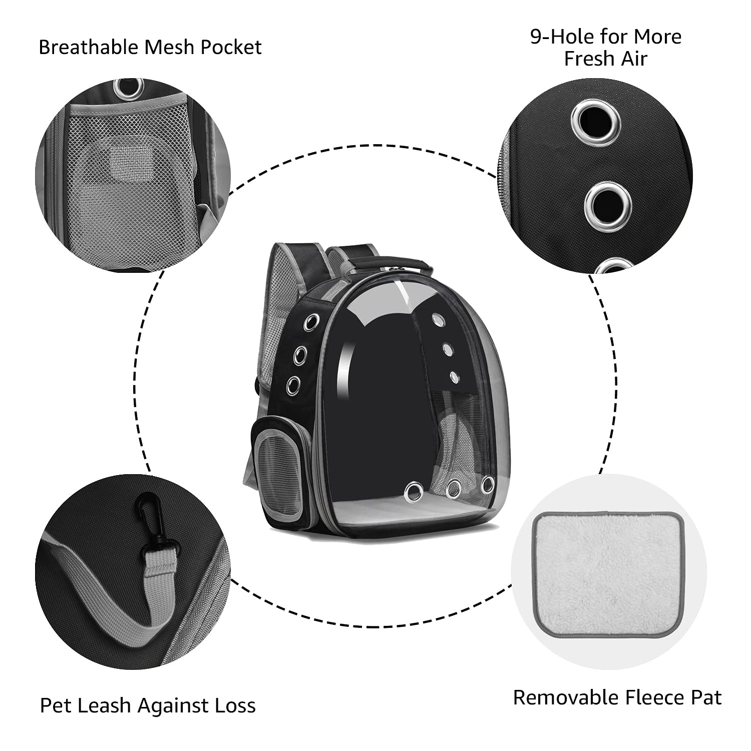 Henkelion Backpack Carrier/Bubble Carrying Bag For Small Medium Dogs Cats, Space Capsule Pet Carrier For Hiking, Travel, Airline