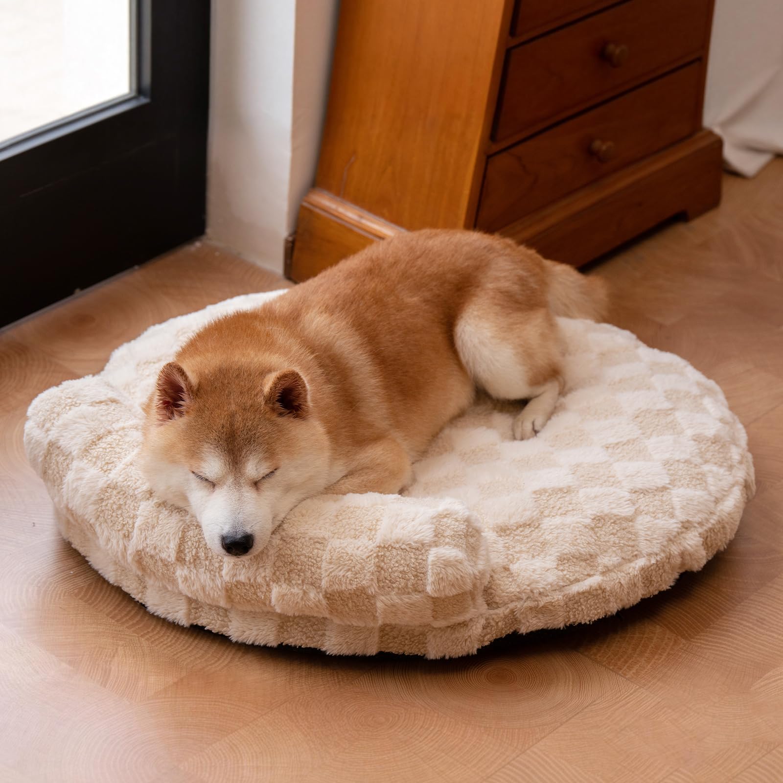 Orthopedic Dog Bed for Medium Small Dogs and Cats Calming Pillow Pet Couch Sofa Puppy Bed with Removable Washable Cover Oval 3D 