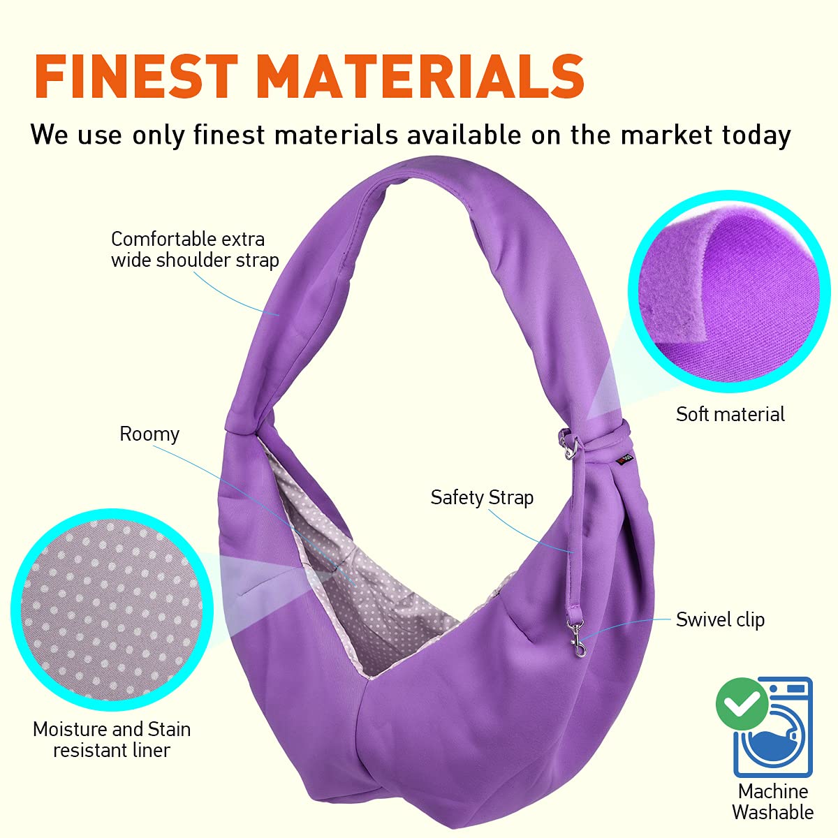 Dogline Pet Carrier - Heavy Duty Dog Carrier With Comfortable Wide Strap - Machine Washable Sling Bag For Dogs And Cats Up To 12