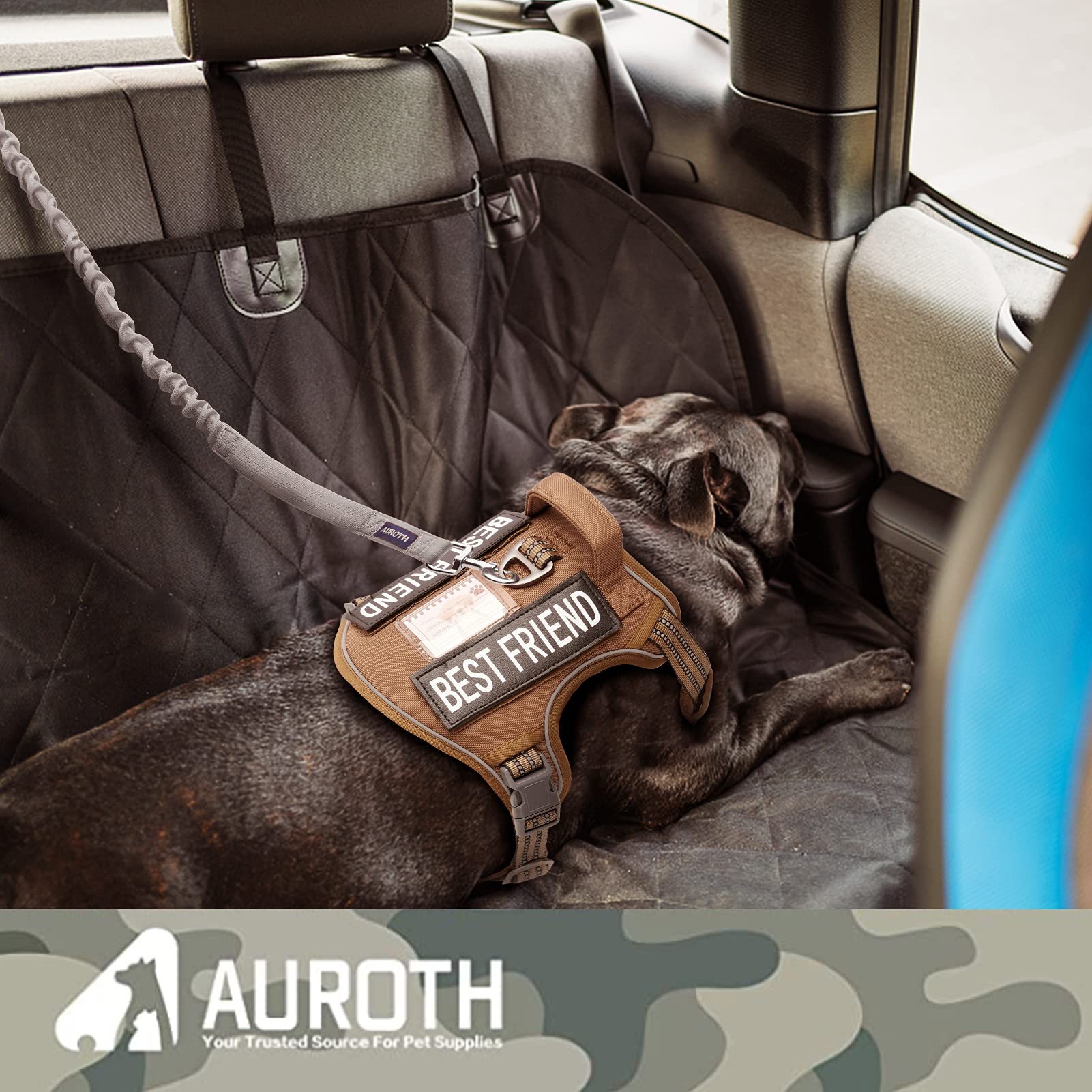 Auroth Heavy Duty Dog Leash For Large Breeds, Bungee No Pull Leash With Shock Absorption, 6Ft With 2 Padded Handles