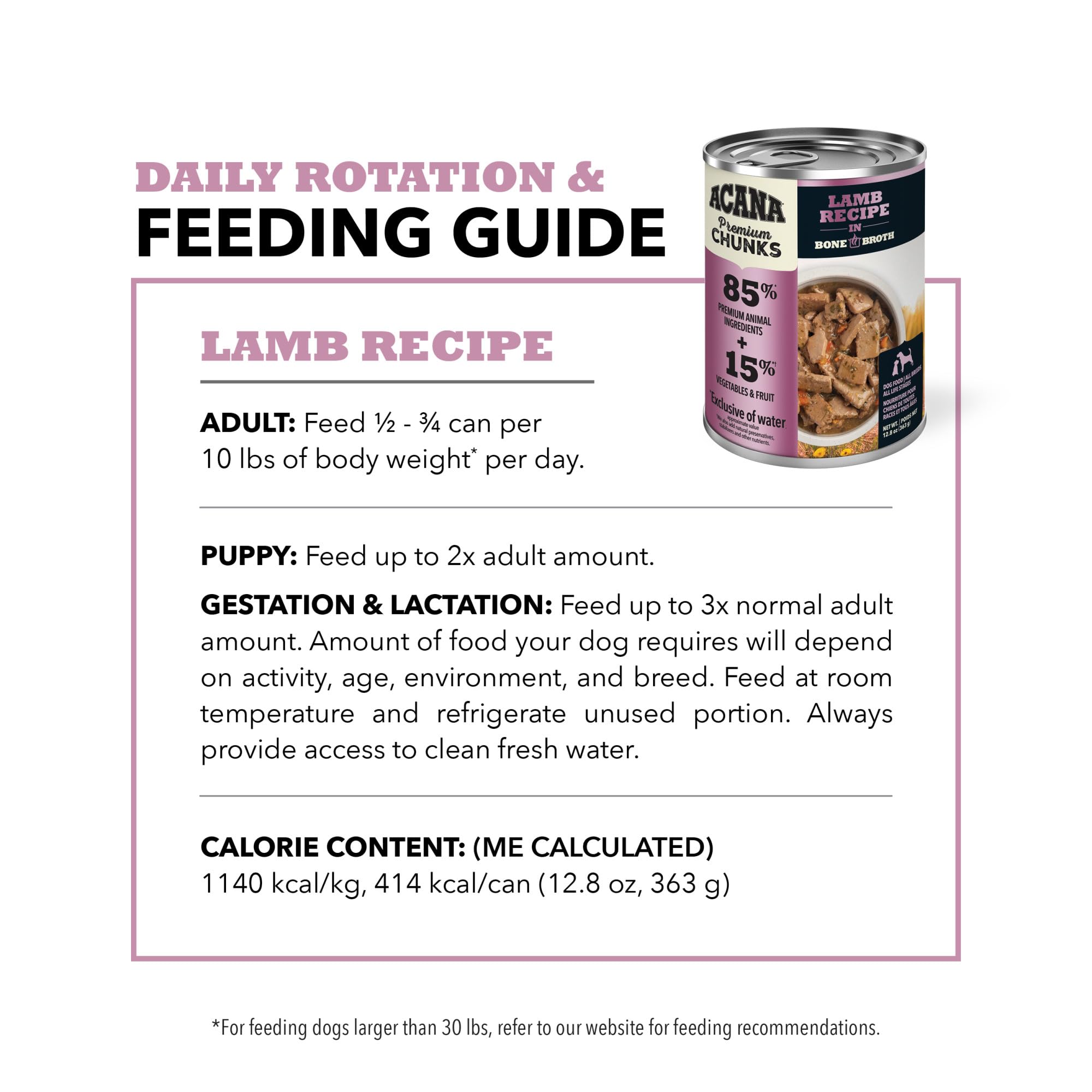 ACANA Premium Chunks in Bone Broth Grain-free Wet Dog Food Lamb Recipe 12.8oz Cans (12 Count)