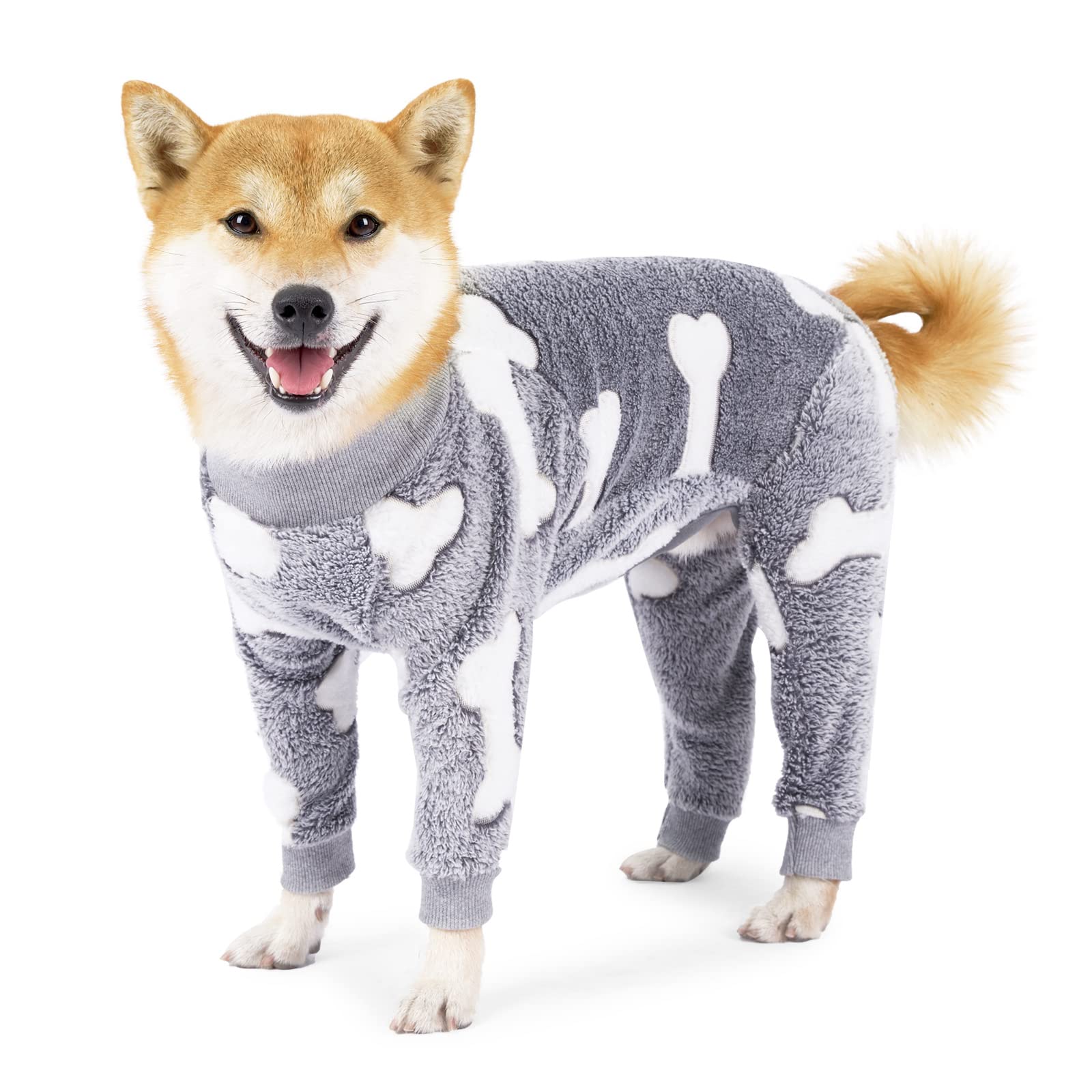 Plush Dog Pajamas For Cold Weather 4 Legs Clothes Dog Stretch Good Fit Fit Medium And Large Dog Onesie Warm Soft Pet Romper Wint