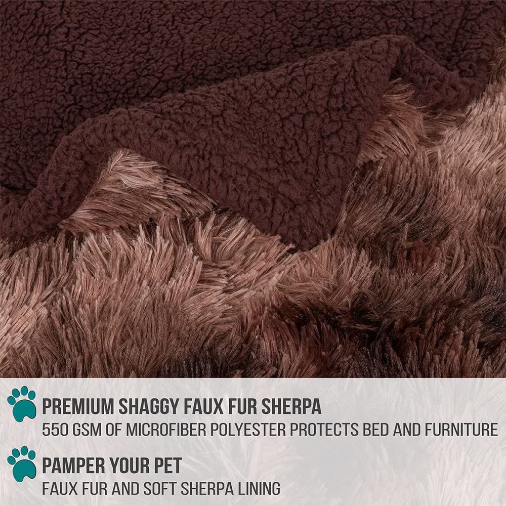 Petami Waterproof Dog Blanket For Medium Large Dog, Puppy Pet Blanket Couch Cover Protection, Sherpa Fleece Fuzzy Cat Blanket Throw, Couch Sofa Bed Furniture Protector Reversible, 40X60 Tie-Dye Brown