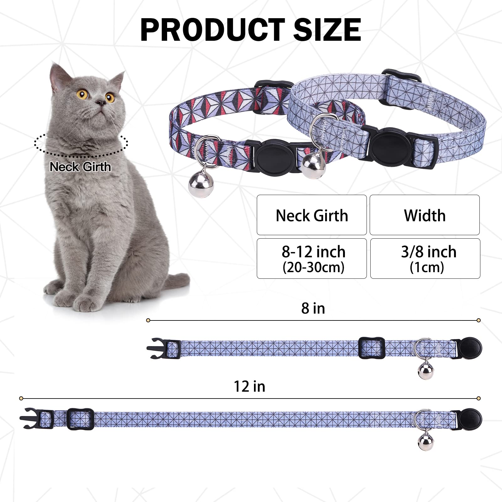 Dillybud Breakaway Cat Collar With Bell & Cute Pendant, 2 Pack Kitten Collars With Safety Buckle For Girl Boy Male Female Cats,