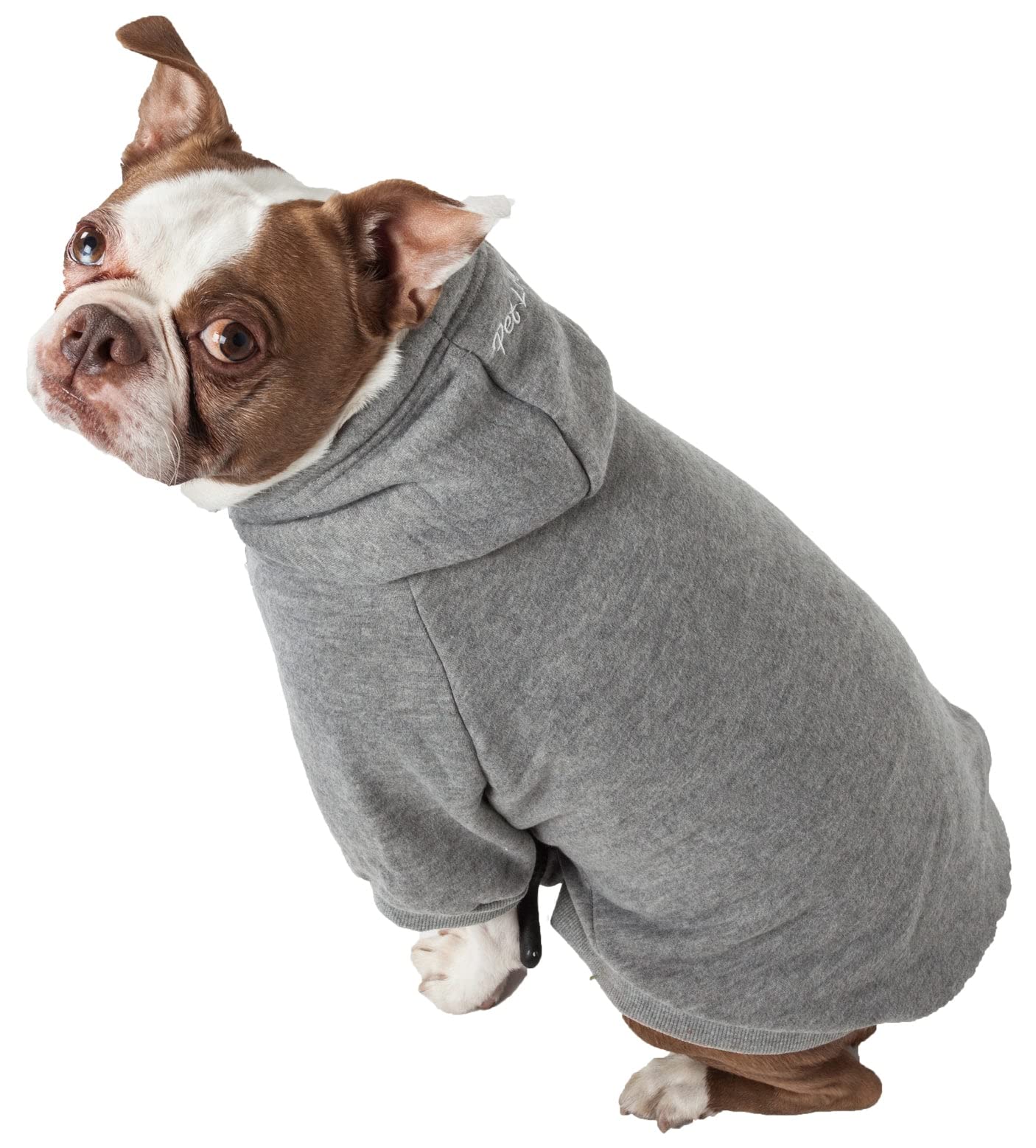 Pet Life ® Hooded Dog Sweater Made With Soft And Premium Plush Cotton - Dog Hoodie Pet Sweater Features Hook-And-Loop Closures For Easy Access And Machine Washable Grey