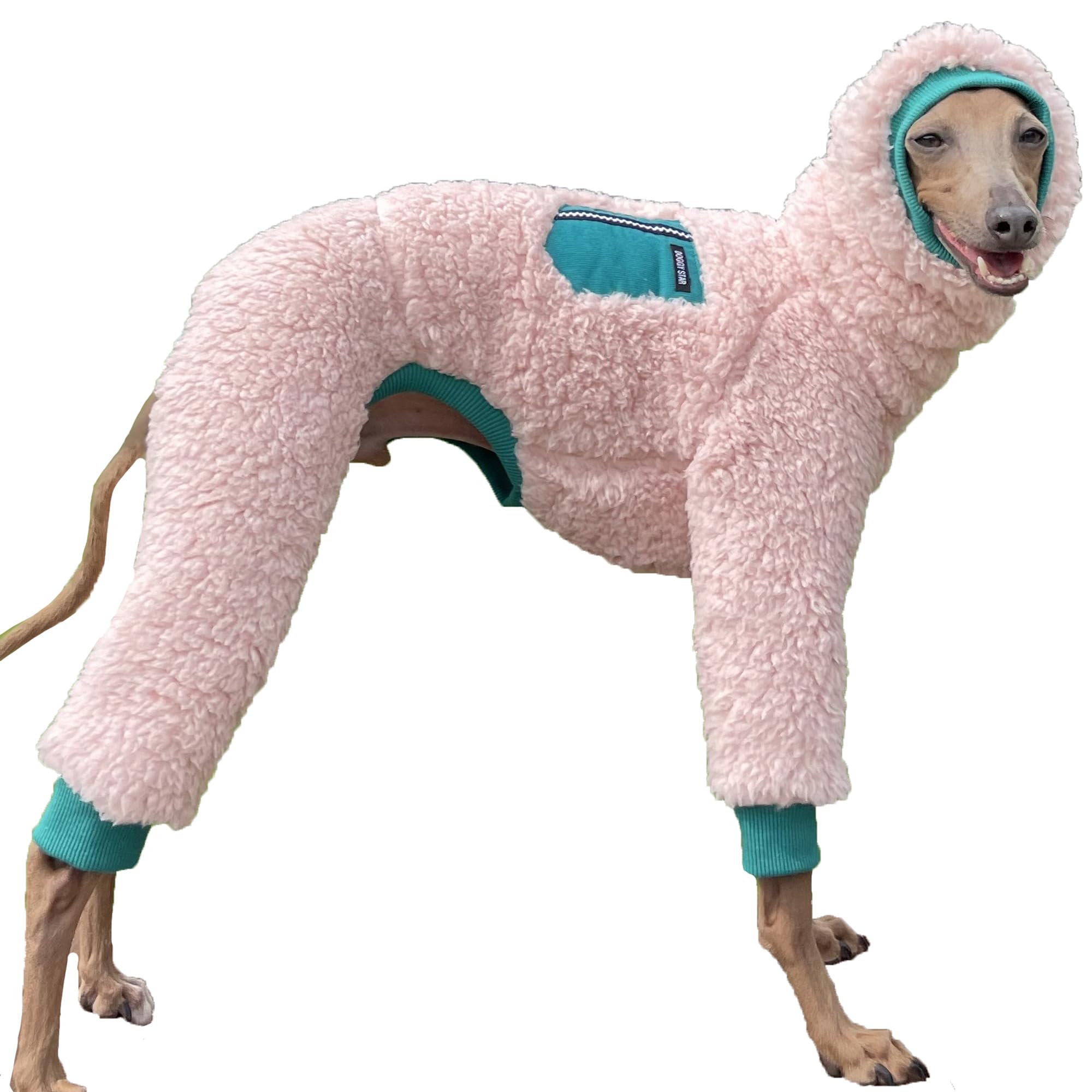 D Doggy Star Italian Greyhound Sweater Turtleneck Outfit Warm Fleece Onesie Clothes Whippet For Dog Coat (3Xl,Green Pkt)