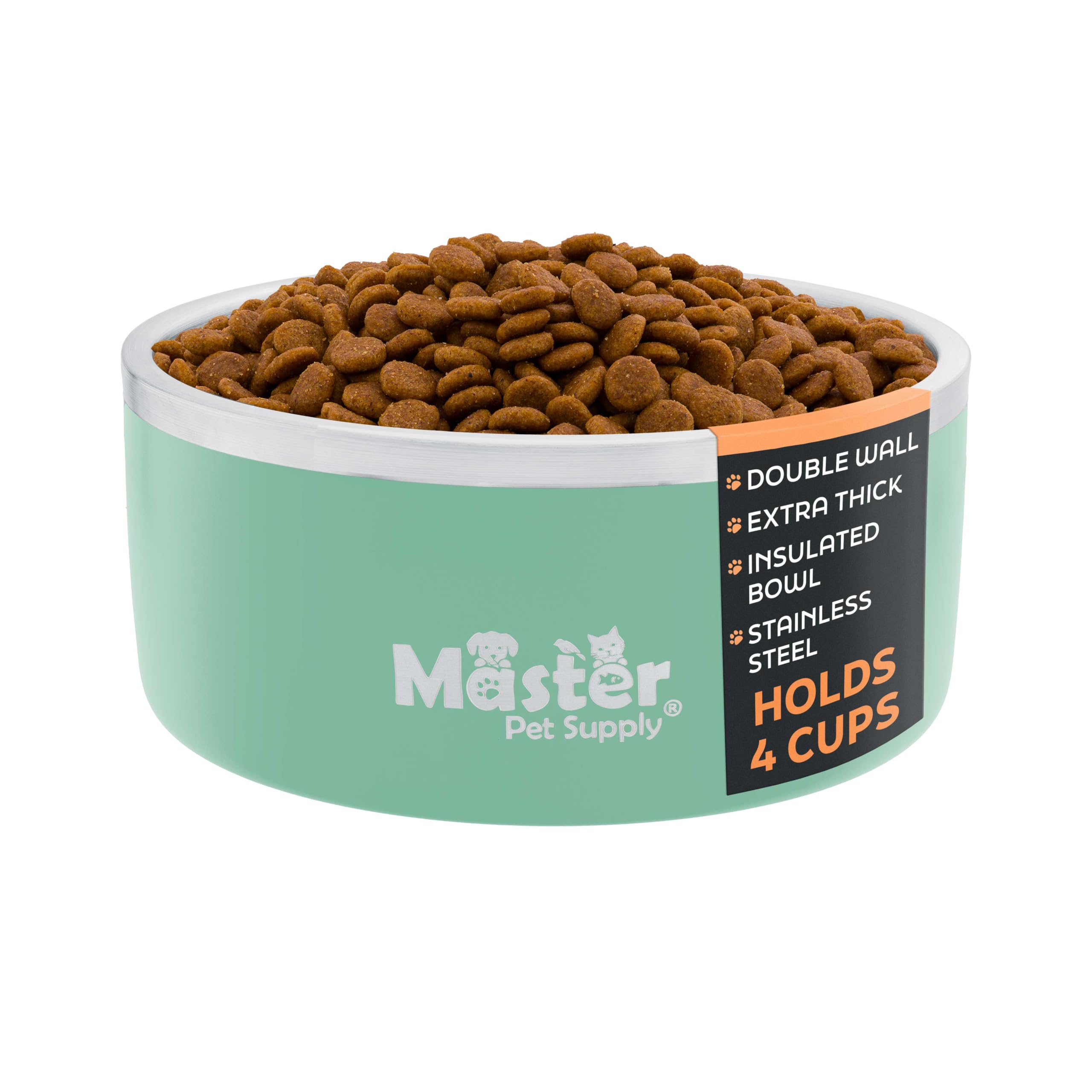 Master Pet Supply Stainless Steel Dog Bowls - 32 oz, Heavy Duty - Pistachio, Double Wall Extra-Thick Insulated, Non-Slip Pet Wat
