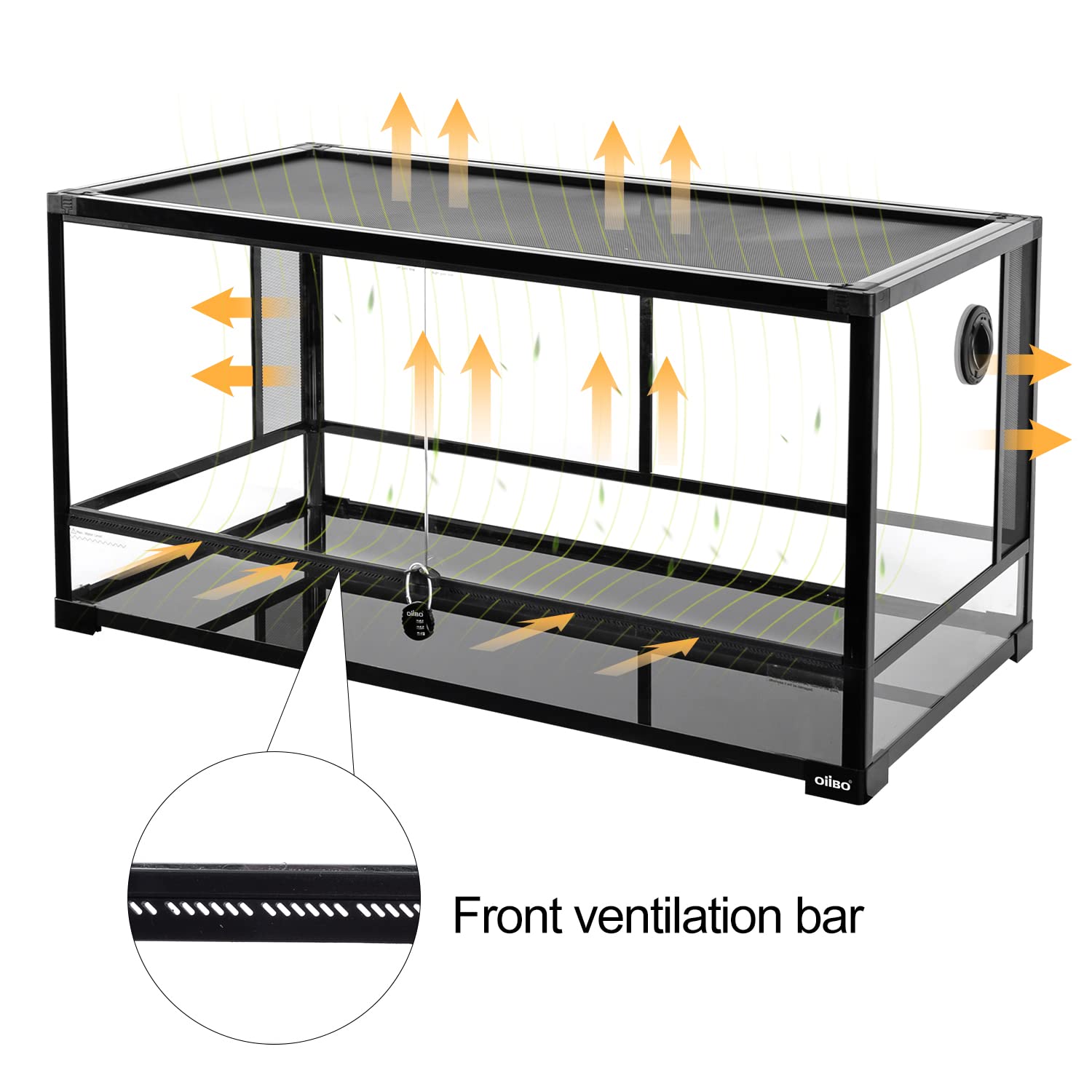Oiibo 70 Gallon Reptile Large Terrarium Full Vision Glass Tank,Bearded Dragon Cage Double Hinge Door With Screen Ventilation Lar