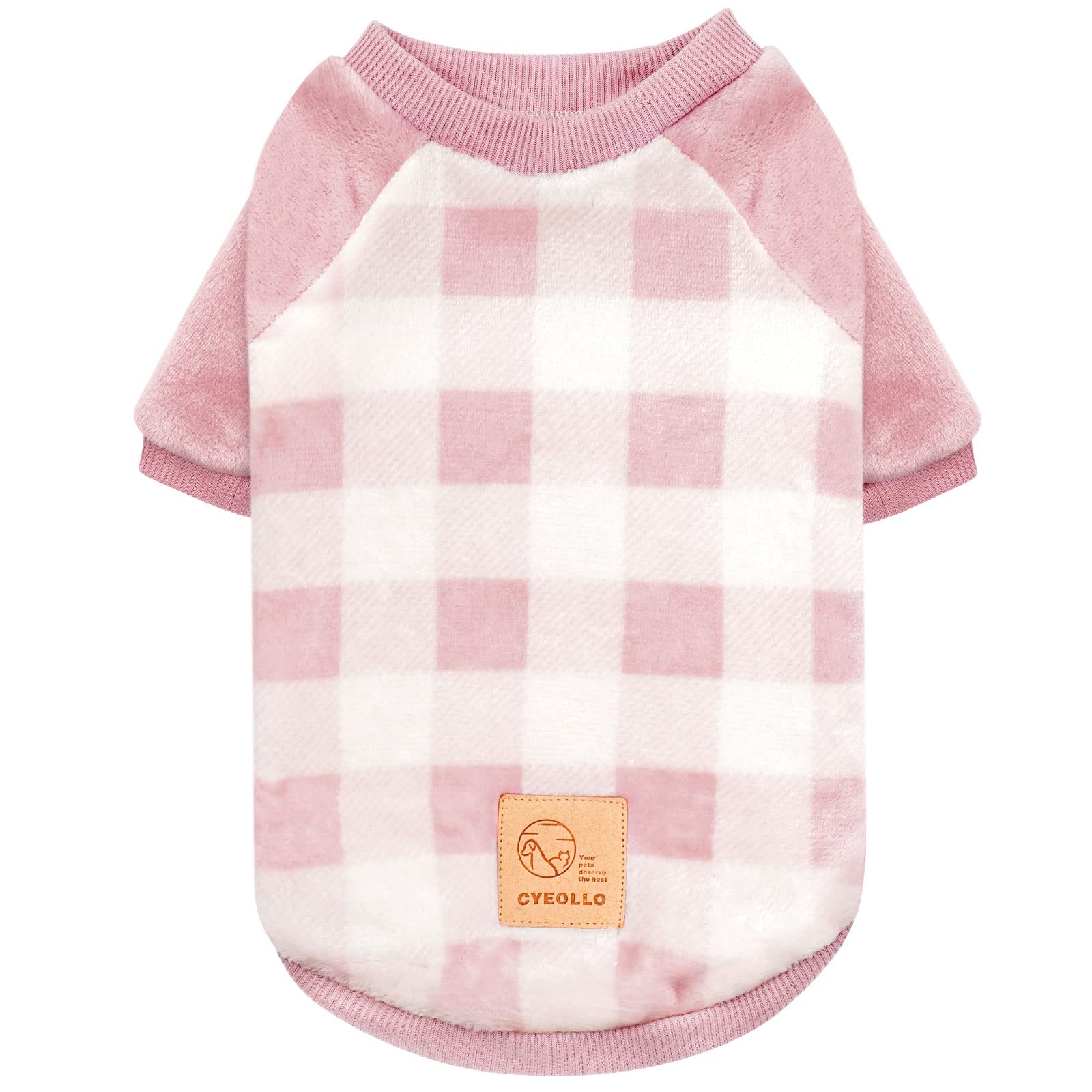 Cyeollo Dog Sweater Buffalo Plaid Dog Flannel Winter Sweatshirt Coats Pink Dog Clothes For Small Dogs Size Xl