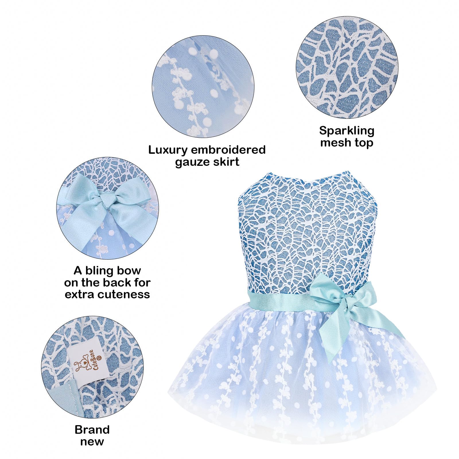 Cutebone Dog Birthday Dress Girl Puppy Skirt Tutu Cat Wedding Outfit Pet Party Clothes For Small Dogs Costume Dd22Xxs