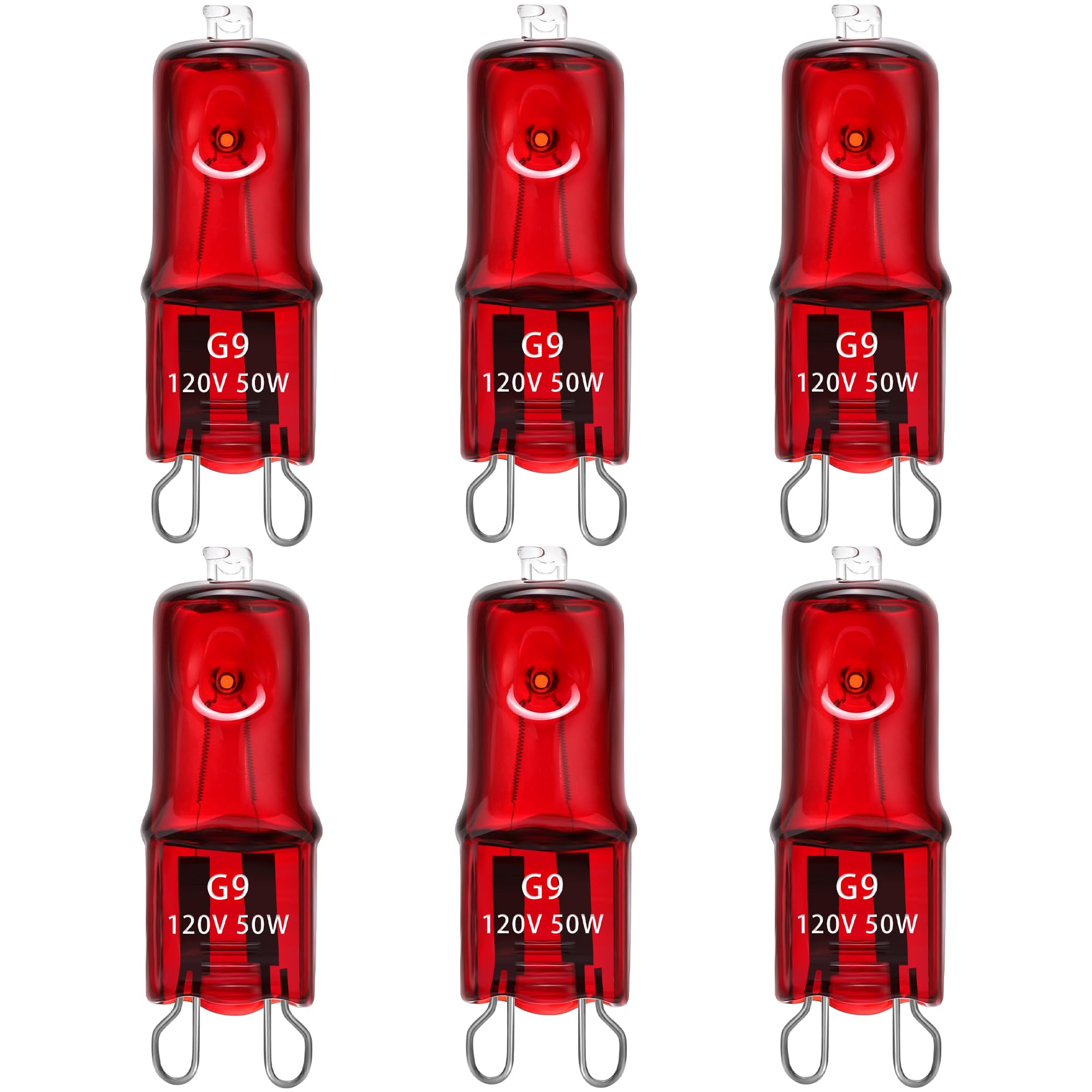 ExoRepti 6 Pack G9 Infrared Heat Lamp Bulbs - Dimmable Night Red UVA Reptile Heat Lamp, 2 Pin Base Mini Reptile Light Bulb Repla