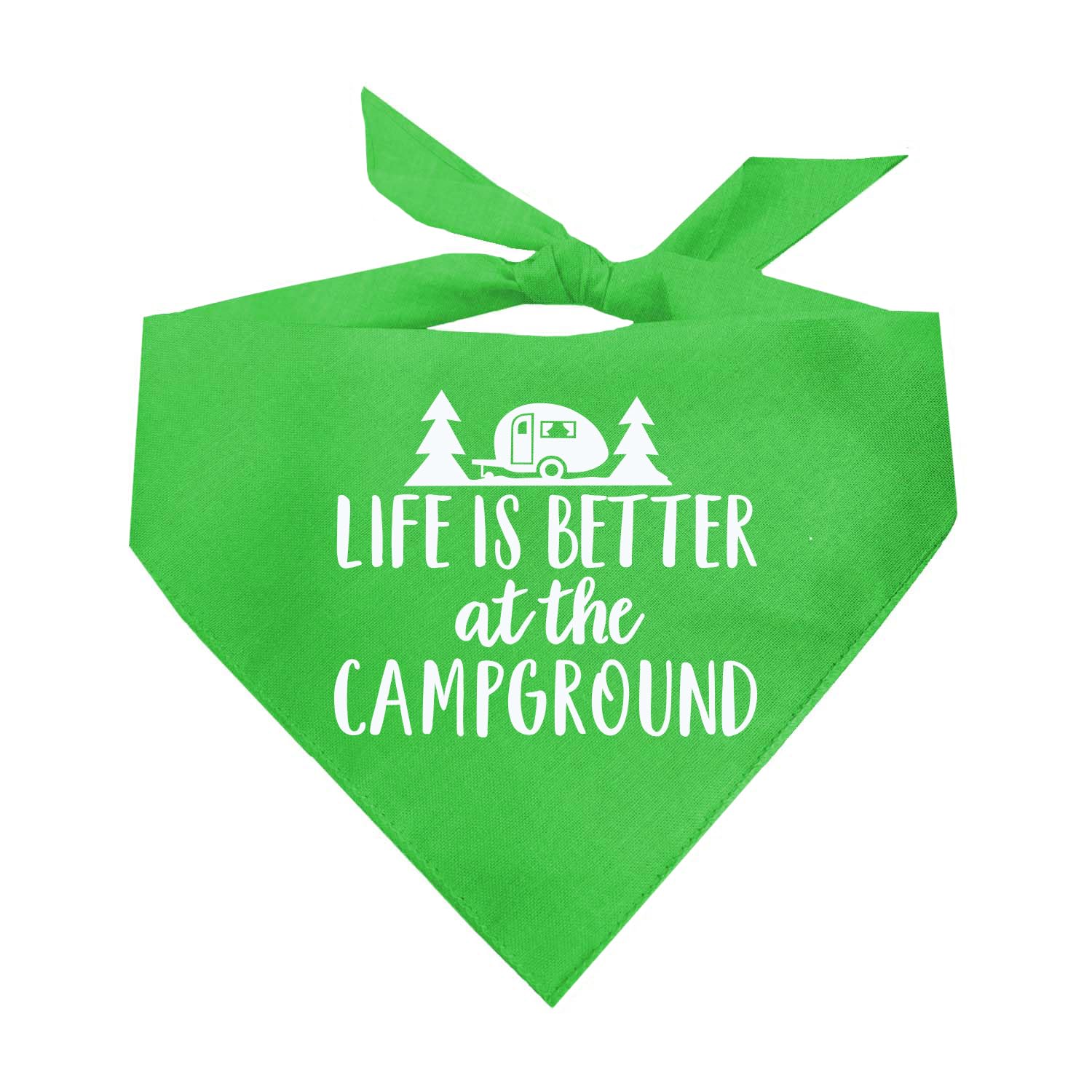 Life Is Better At The Campground Dog Bandana (Lime Green, Xs 564)