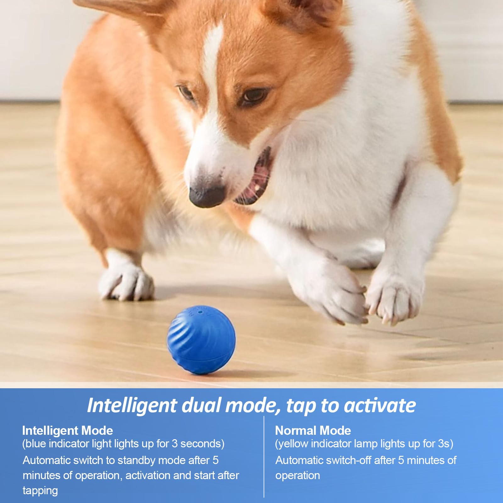 Shudyear Robust Self-Rolling Dog Toy Ball - Interactive Indoor/Outdoor Dog Toy For Boredom Relief - Blue