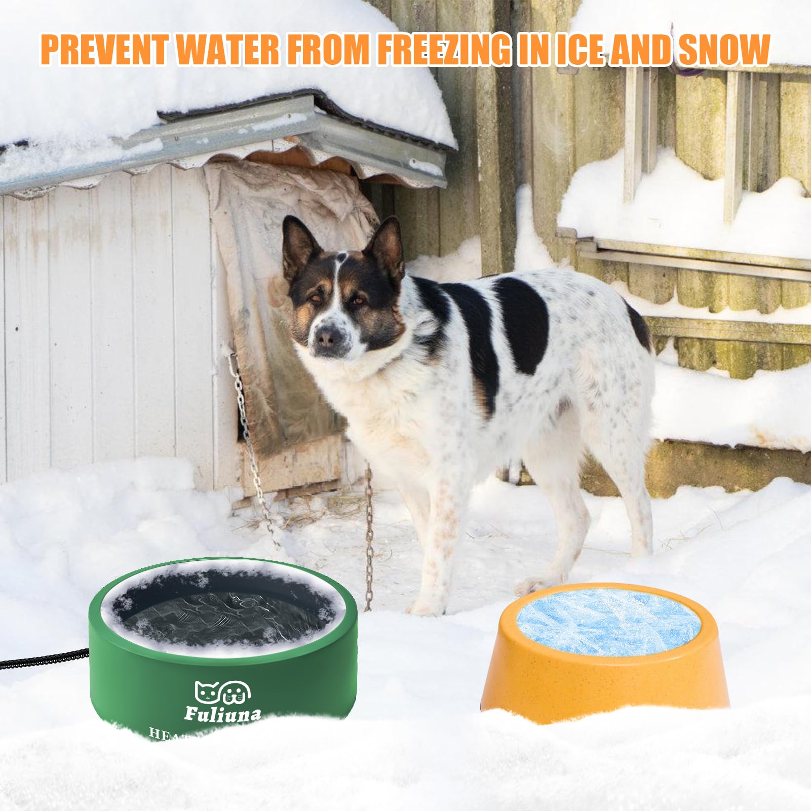 Fuliuna Large Heated Water Bowl, Outdoor Heated Dog Bowl with Chew Resistant Power Cord, Thermal Bowl Provide Drinkable Water in Winter, Heated Pet Bowl for Cat Rabbit Chicken Duck Squirrel 0.85 Gal -Like New
