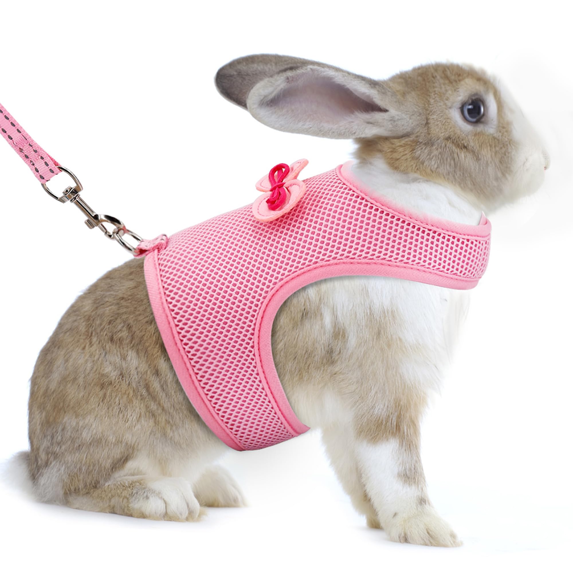 Aiitle Bunny Harness And Leash Set, Soft Breathable Mesh Vest Harness With Cute Bow For Rabbits Kitten Ferret Small Pig Puppy Wa