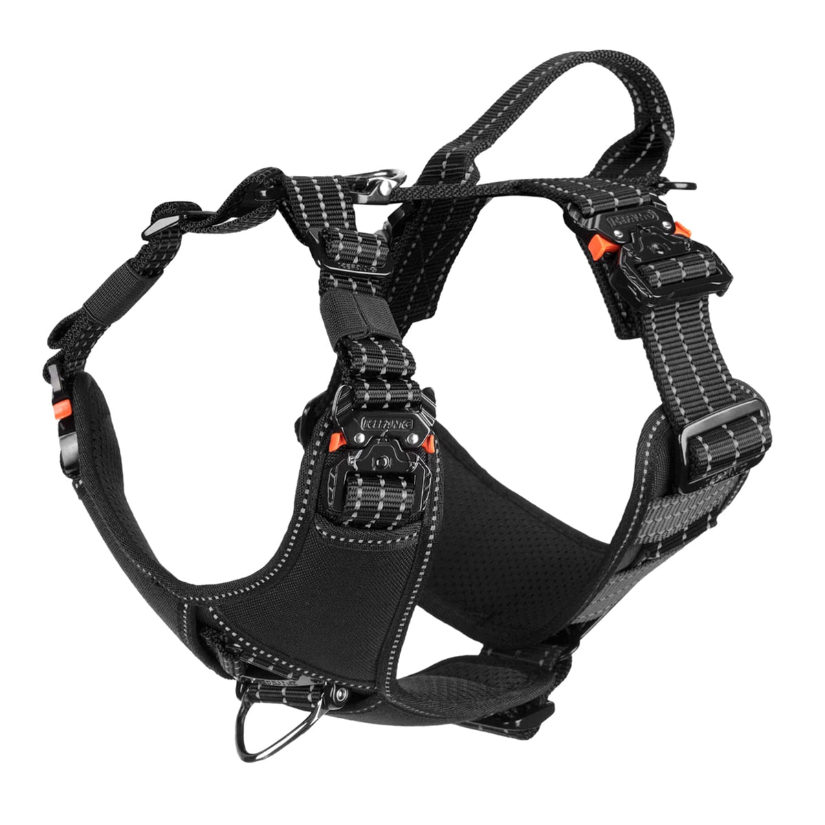 Icefang Dog Strap Harness With 4 X Metal Buckles,For Large Sized Dog,K9 Vest,Y-Shape Chest,Adjustable Pet Harness,No-Pull Front Leash Clip (Large (Pack Of 1), Black)