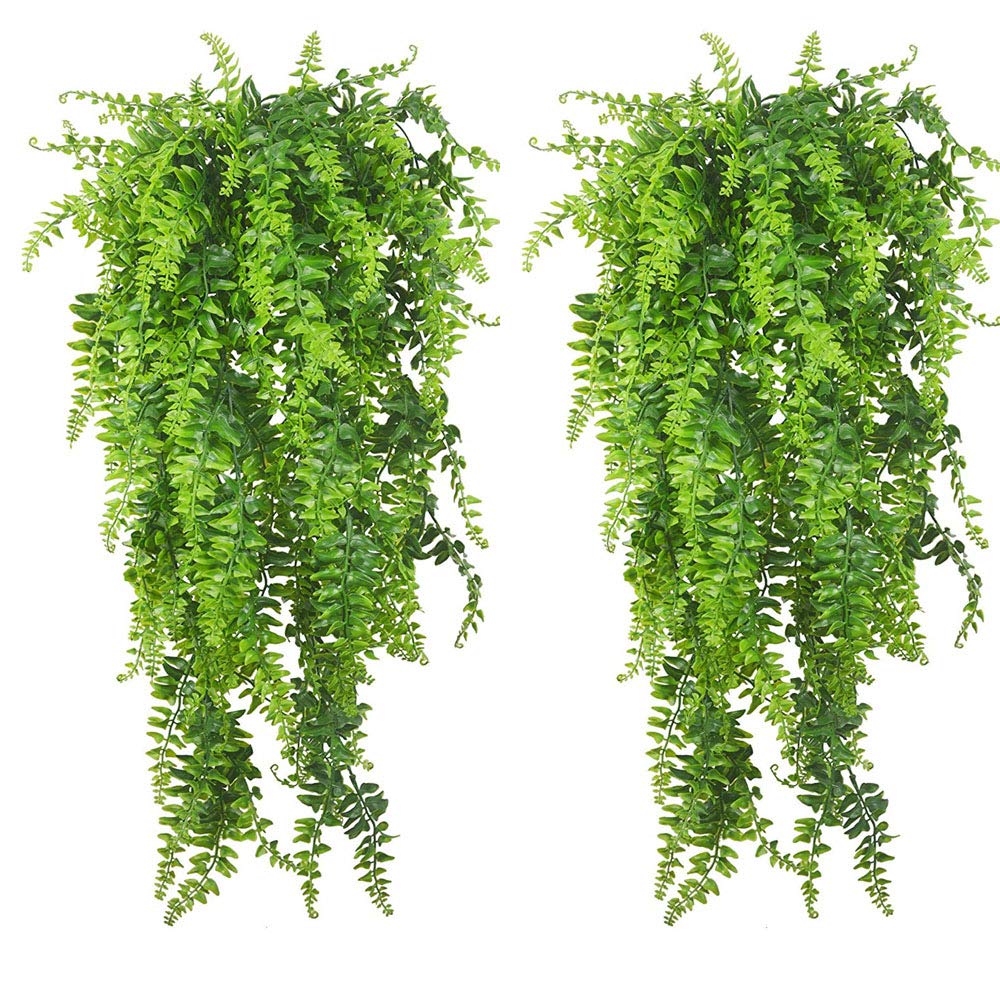Pinvnby Reptile Plants Hanging Fake Vines Boston Climbing Terrarium Plant With Suction Cup For Bearded Dragons Lizards Geckos Snake Pets Hermit Crab And Tank Habitat Decorations (2 Pack)