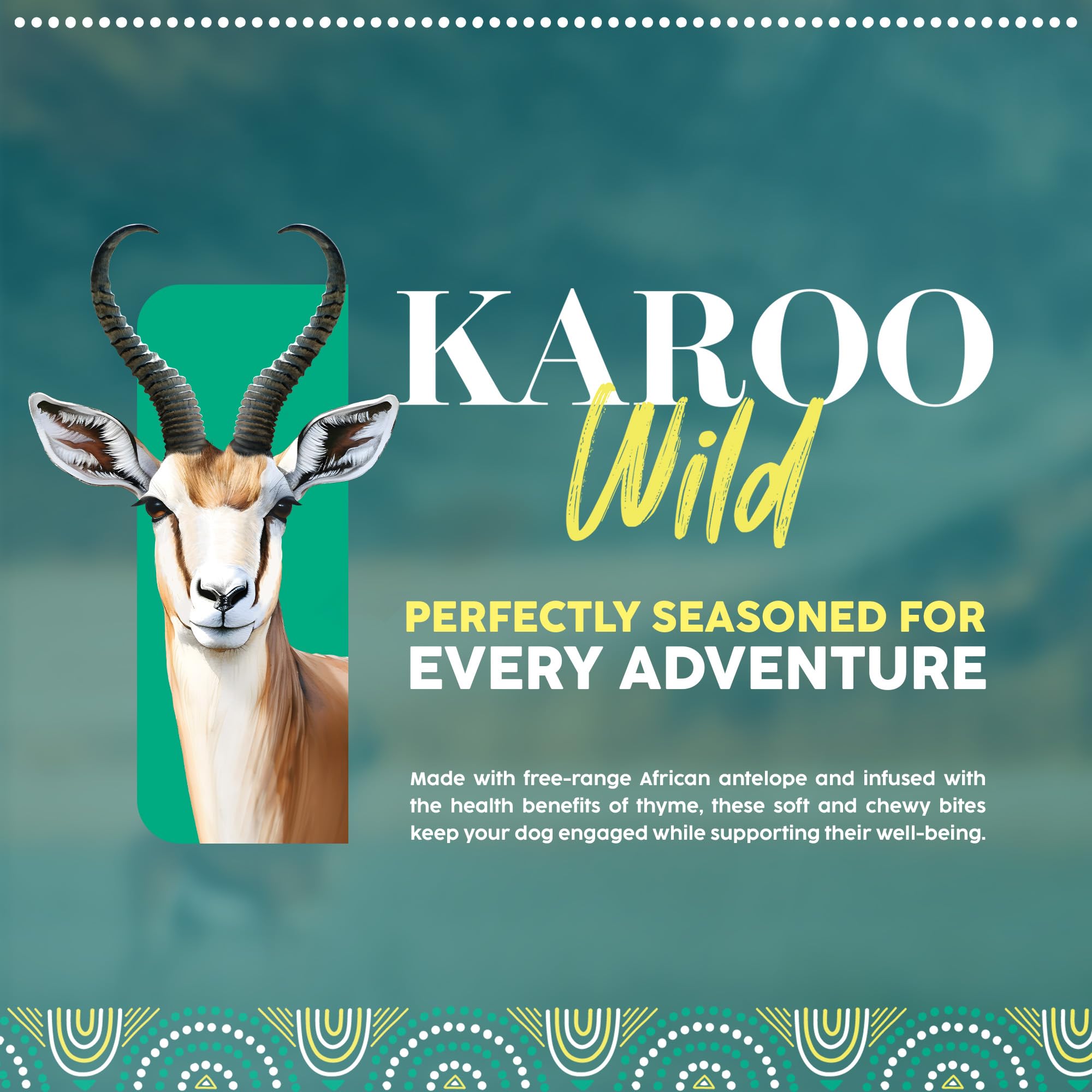 Karoo Wild Trail Bites Thyme Seasoned Treats for Dogs - 8 oz - Soft & Chewy Protein Bites Made with African Antelope - Great for