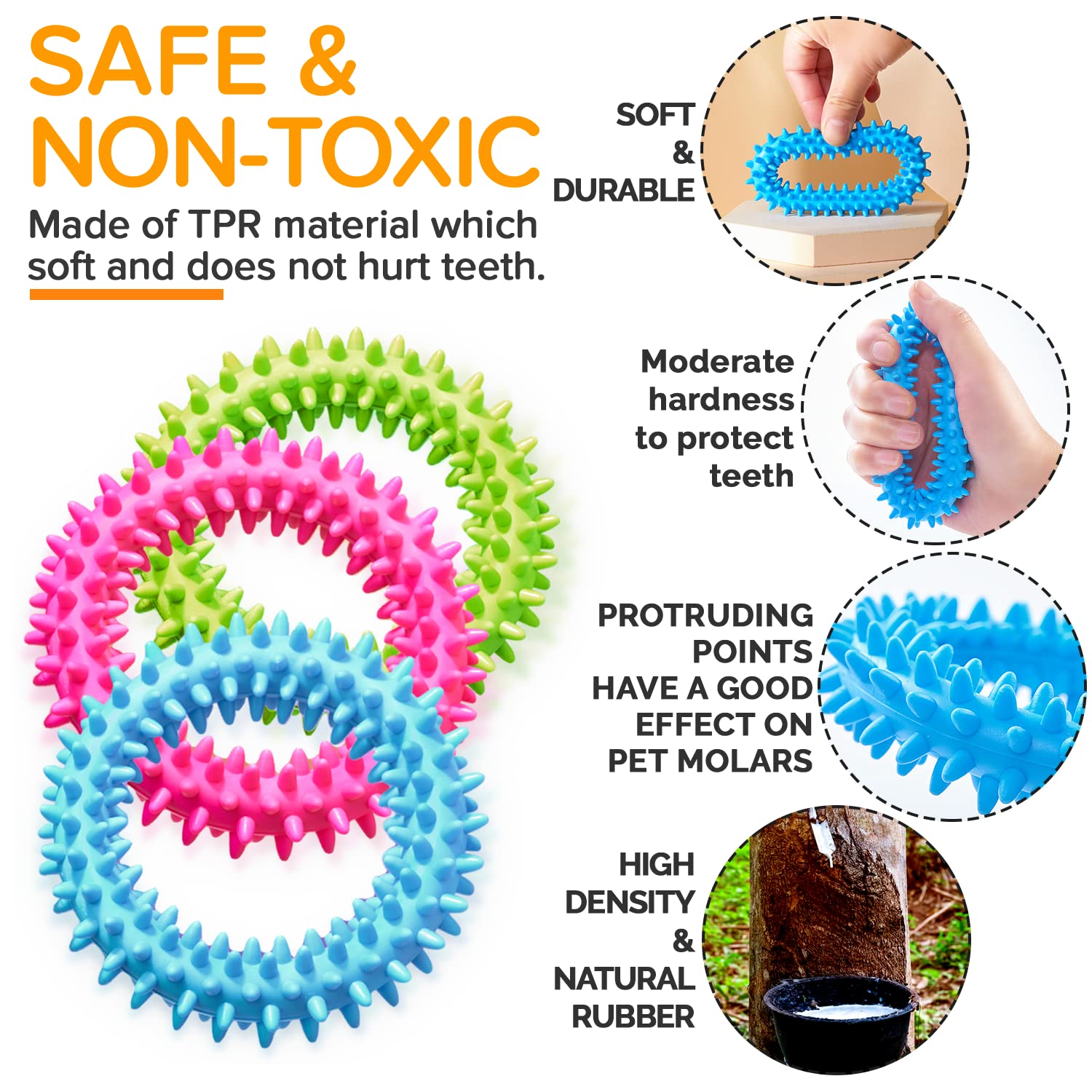 Hurray 3 Pack Puppy Teething Chew Toys for Relieve Itching and Clean Teeth - Dog Toys for Small Dogs, Puppies Dog Teething Toys