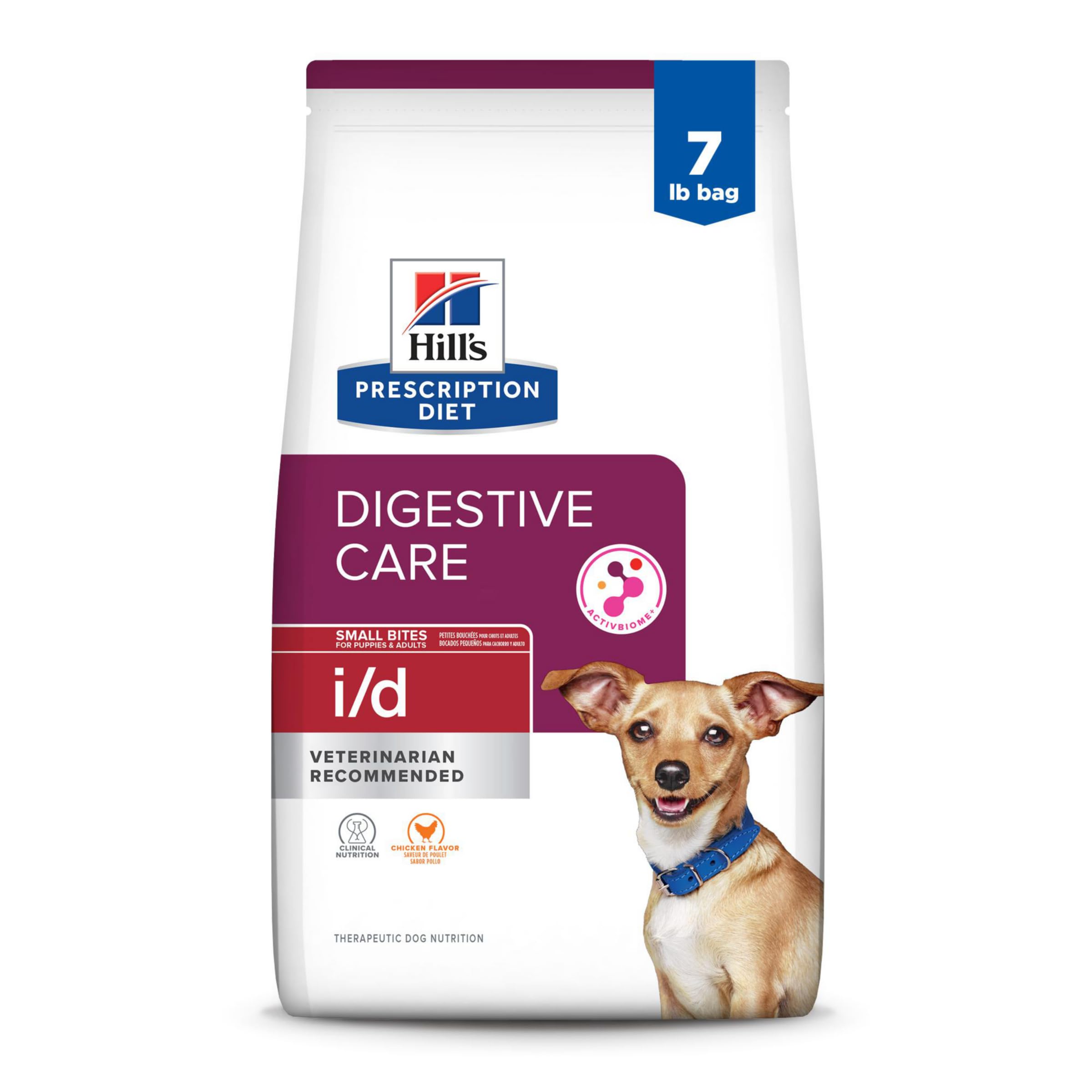 Hills Prescription Diet i/d Digestive Care Small Bites Chicken Flavor Dry Dog Food, Veterinary Diet, 7 lb. Bag