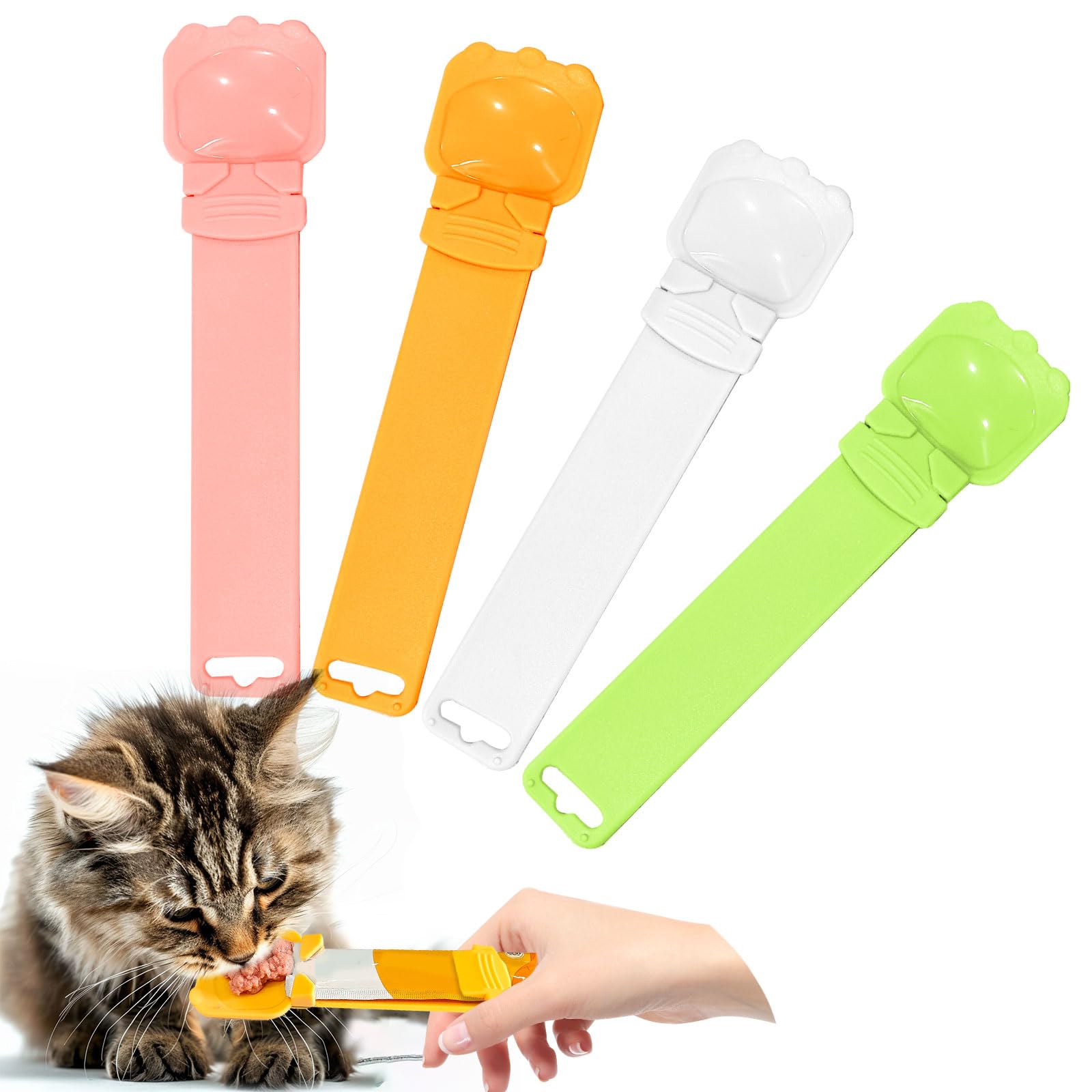 Baejmjk 4Pcs Cat Strip Feeder Sliding Pet Cat Treat Spoon Squeeze Lickable Treat Feeding Dispenser For Cats Liquid Snack And Wet