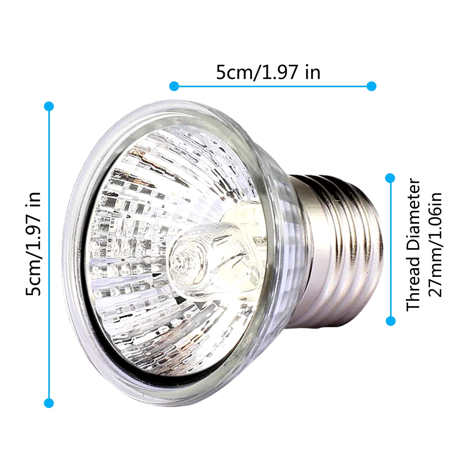 Pewingo 4 -Pack 50W Uva Uvb Heat Lamp Bulbs For Reptiles, Heating Emitter Bulbs For Amphibian, Terrariums, Cages, For Tortoise,