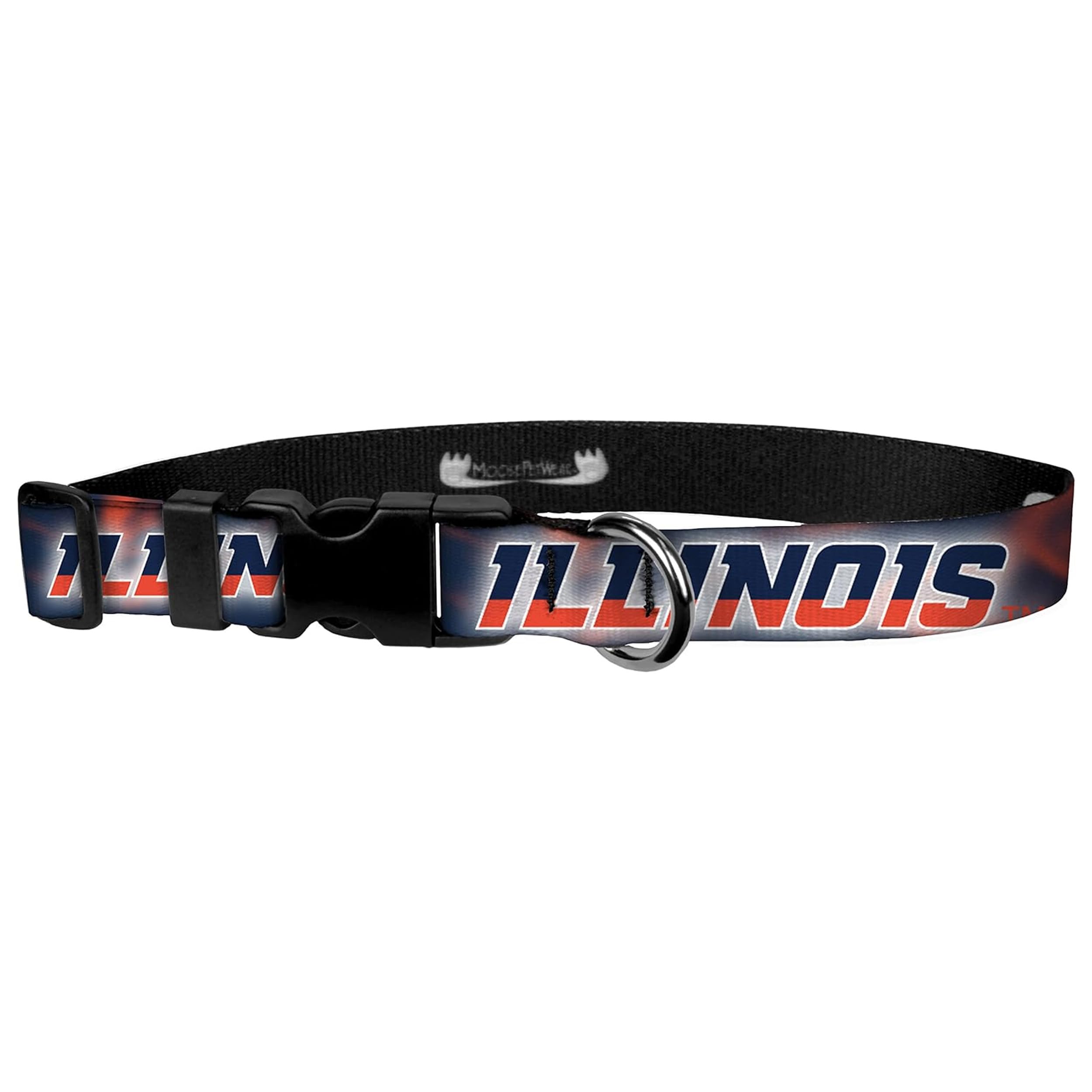 Moose Pet Wear Racing Dog Collar – University Of Illinois Adjustable Pet Collars, 1' Wide, Large, Smoke