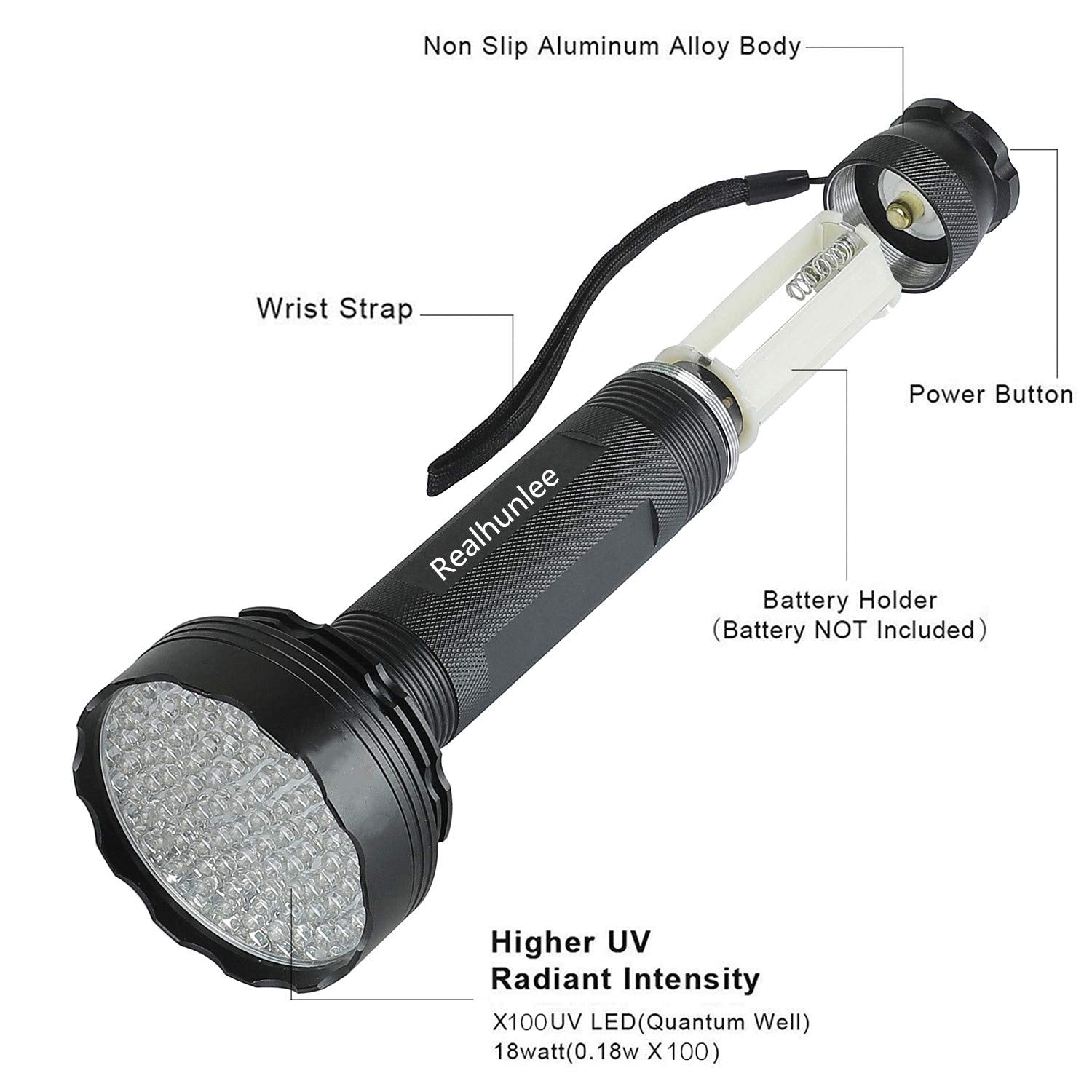 UV Flashlight Black Light, 100 LED Blacklight Flashlite Pet Urine Detector for Dry Dog/Cat Urine Stains Detection, Bed Bug, Scor