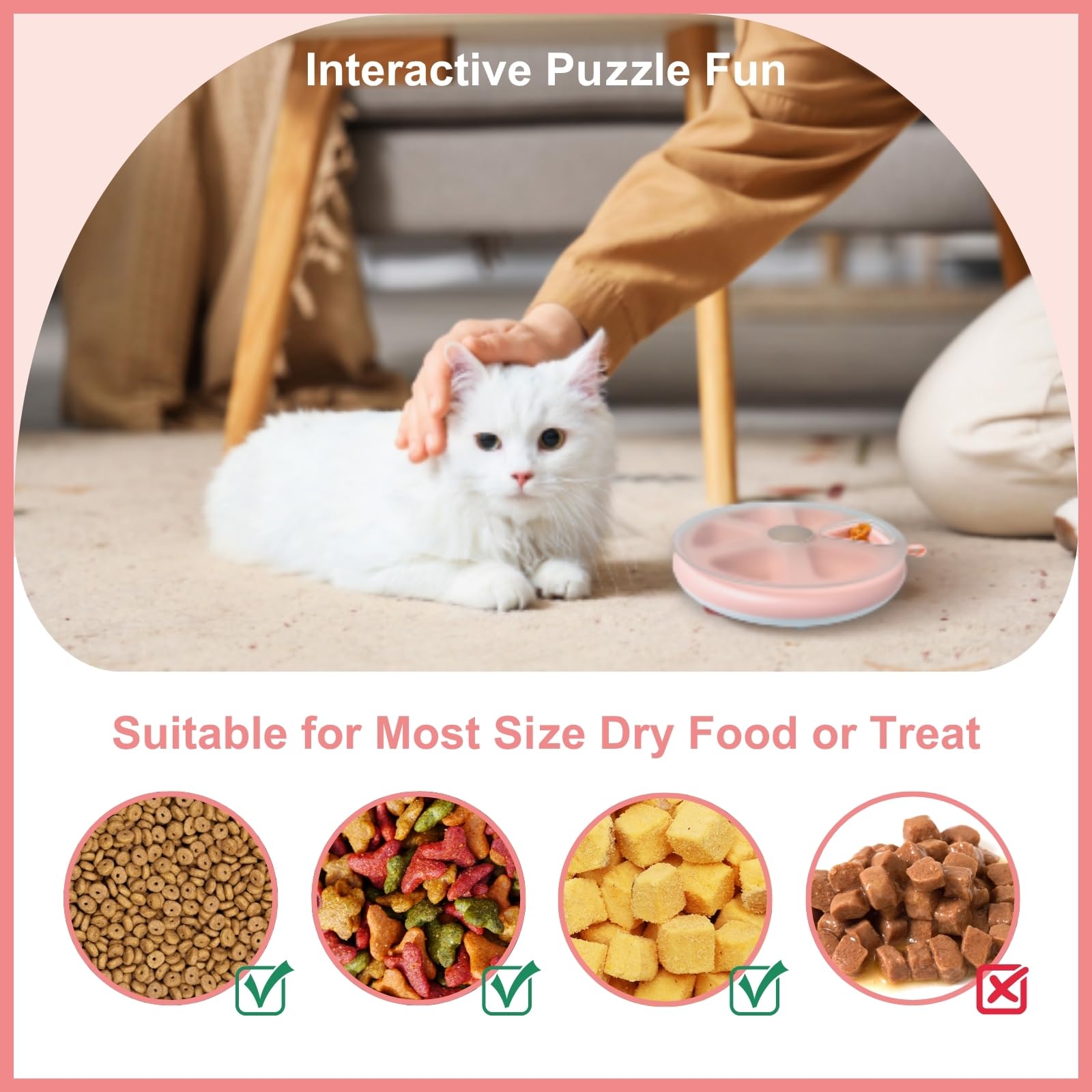 YallMiaul Interactvie Cat Treat Toys, Food Puzzle, Maze Feeder Toys for Indoor Cats and Kittens (Pink)