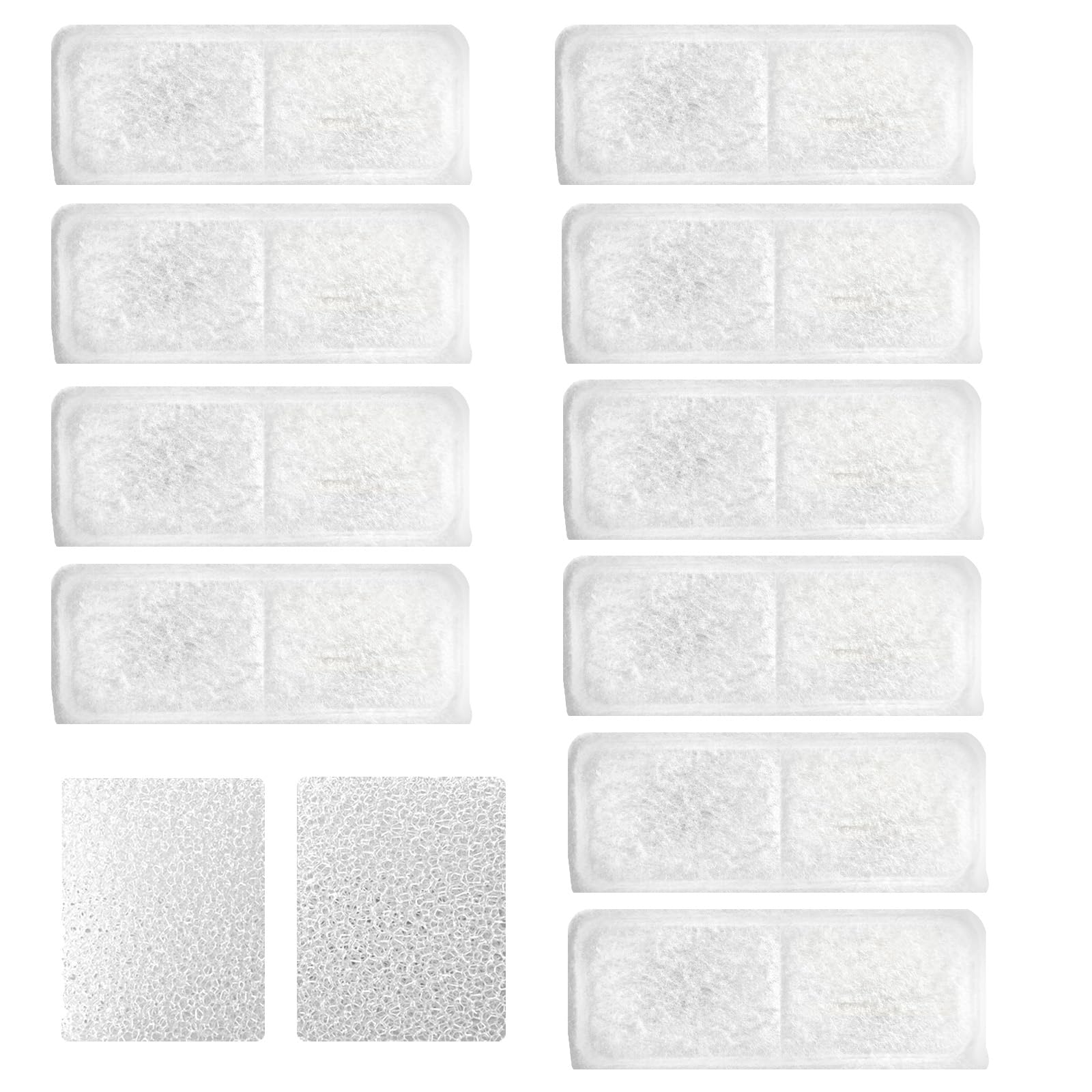 Hicuper Cat Water Fountain Filters,Replacement Filter for 108oz/3.2L Cat Fountain,10 Packs Filters & 2 Sponges Set for Stainless