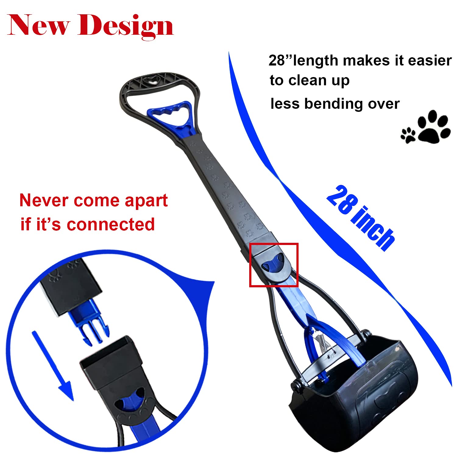 Ienjoyed Non-Breakable Pooper Scooper For Large Small Dogs Heavy Duty,High Strength Material Dog Poop Scooper For Grass,28'Long Handled Dog Poop Pick Up Tool