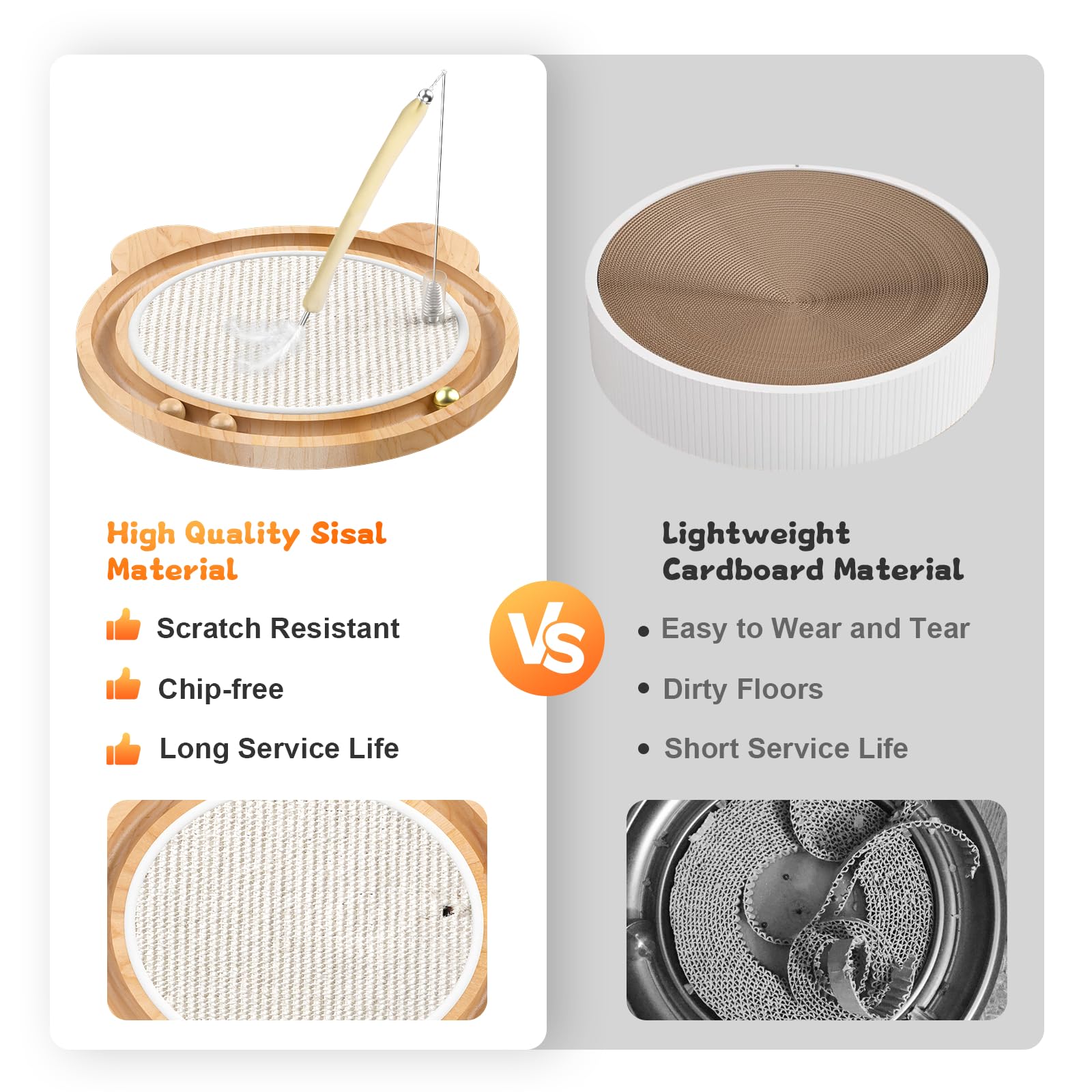 3-In-1 Cat Toys, Scratcher, Toys For Indoor Cats, Natural Sisal Scratching Board, Kitten Interactive With Ball Track & Retractab