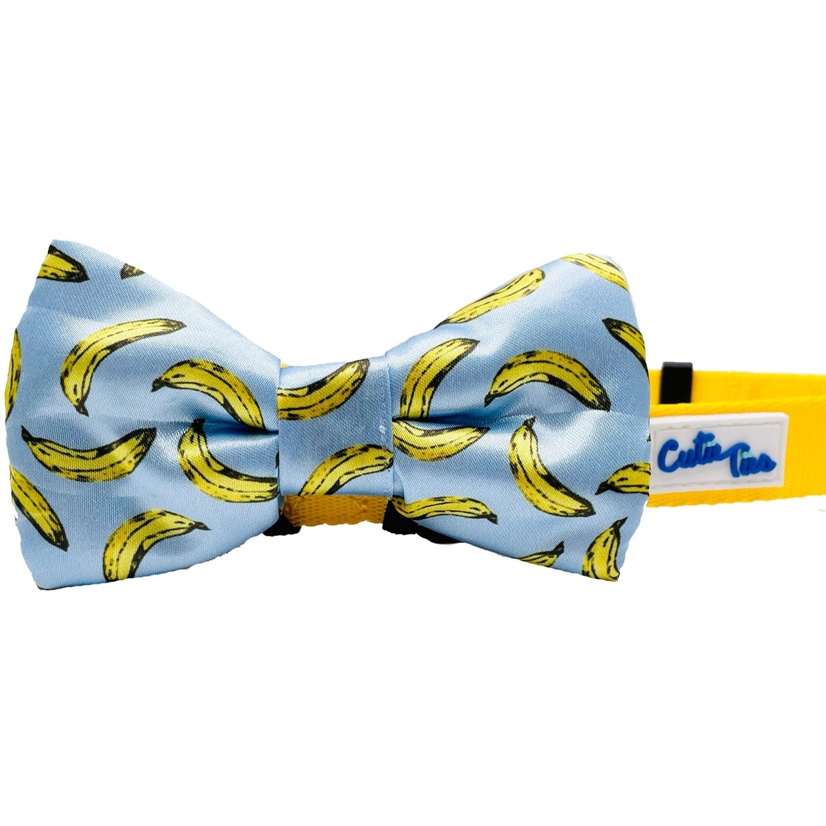 CUTIE TIES Dog Bow Tie Bananas - 2&quot; x 4&quot; Premium Quality Bow Ties for Dogs - Fancy Dog Tie with Slip Over Elastic Bands - Cute Dog Tie Fits Most Collars - Dog Tie for Small, Medium and Large Breeds