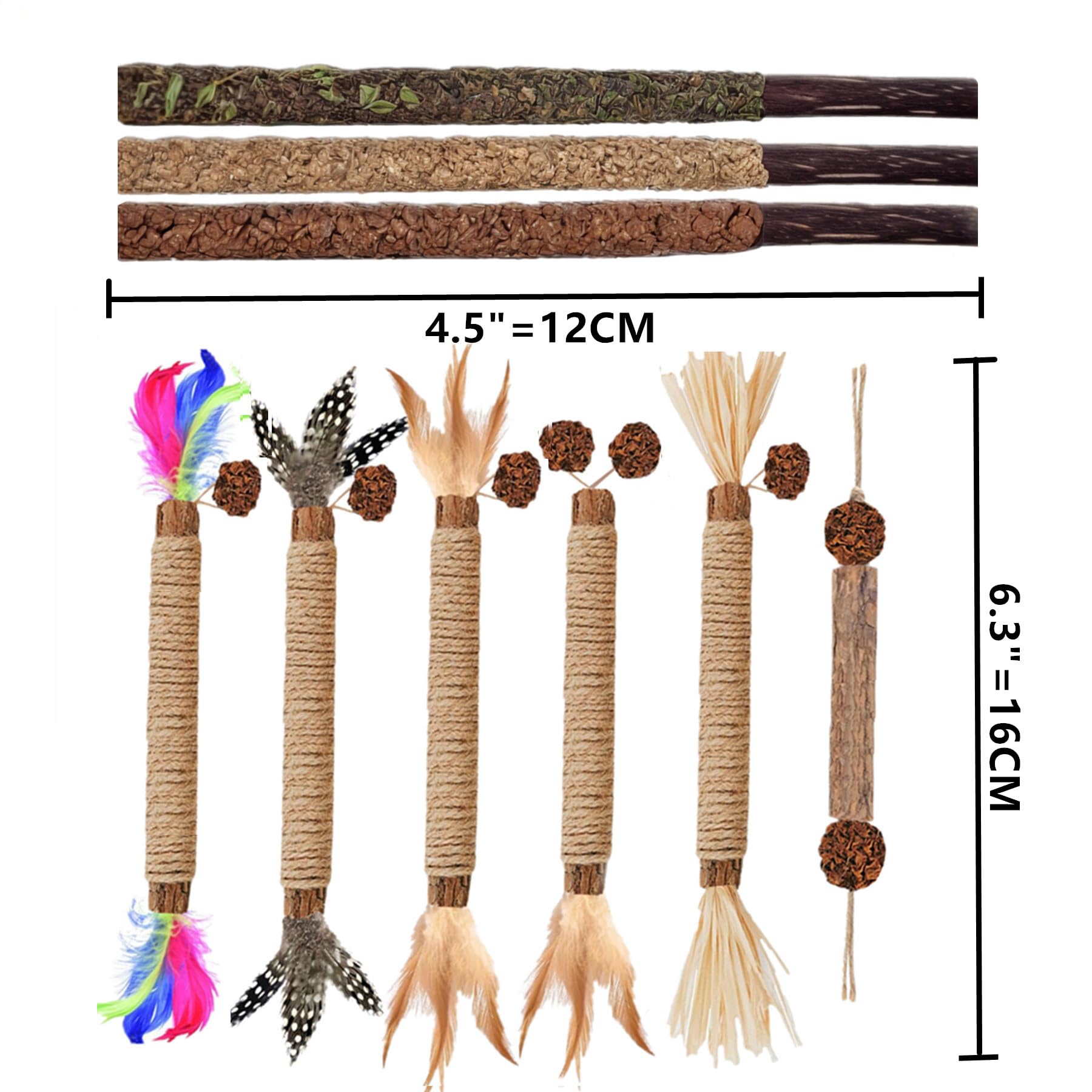 NSWXZDS Cat Toys 12Pack Kitten Silvervine Toy Indoor Catnip Toys Kitty Chew Stick with Feather Kitten Treat for Teeth Cleaning D
