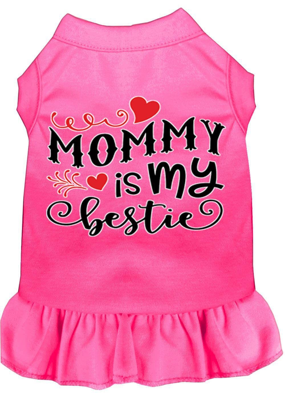 Pet Dog & Cat Dress Screen Printed, "Mommy Is My Bestie" Black 2XL (20-25 lbs.)